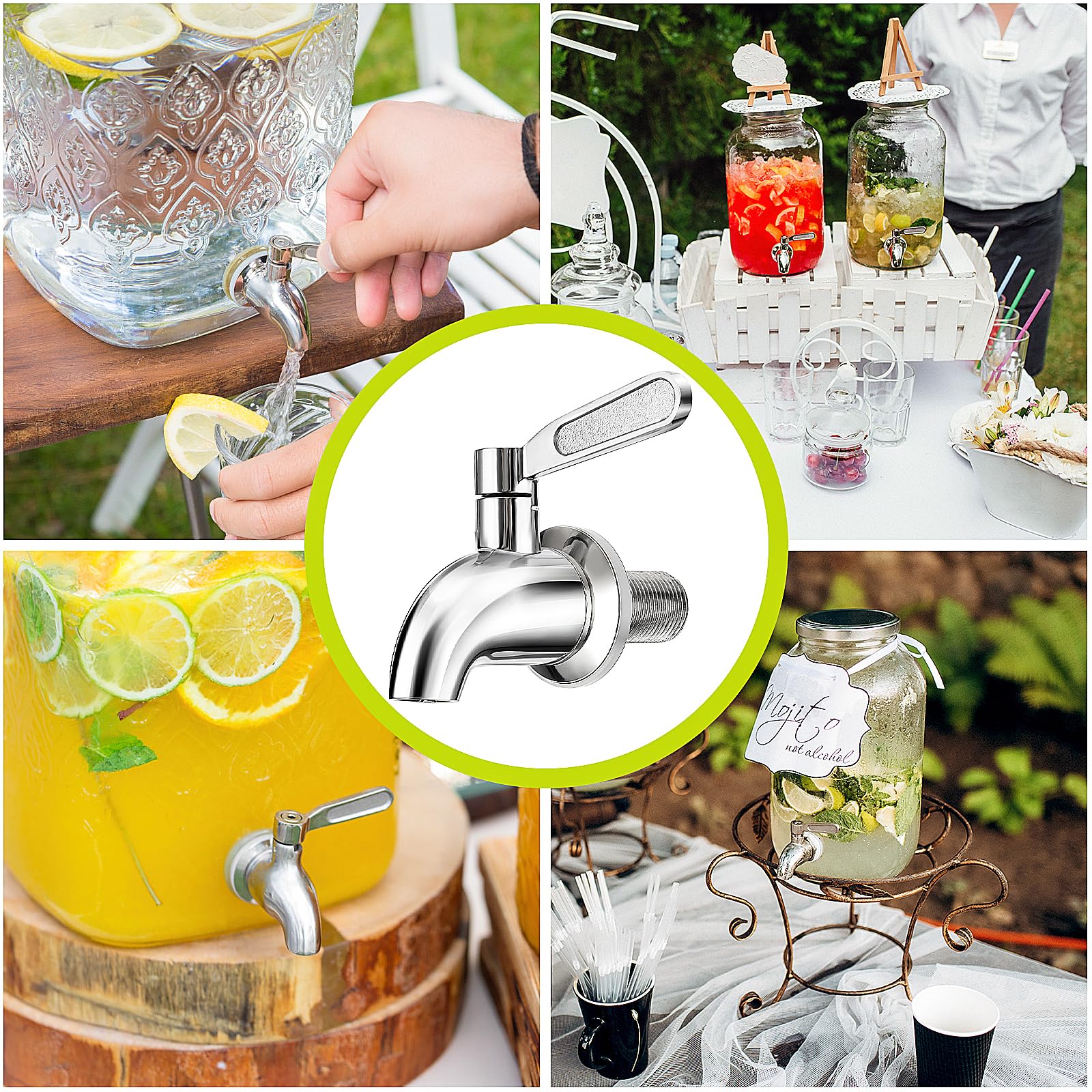 Stainless Steel Beverage Dispenser Spigot - No Leak Water Spout Tap for Drink Buckets, Glass Jugs & Water Dispensers - Perfect for Parties, Camping & Home Use