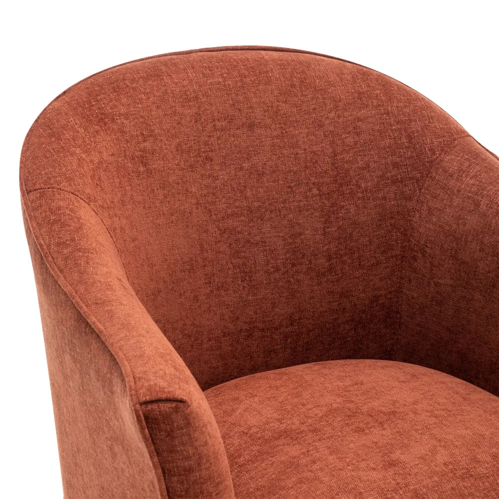 Elsa Occasional Chair - Soft Terracotta Chenille Upholstered Accent Chair for Living Room, Bedroom, or Office - Perfect for Reading Nook, Lounge Area, and Home Decor