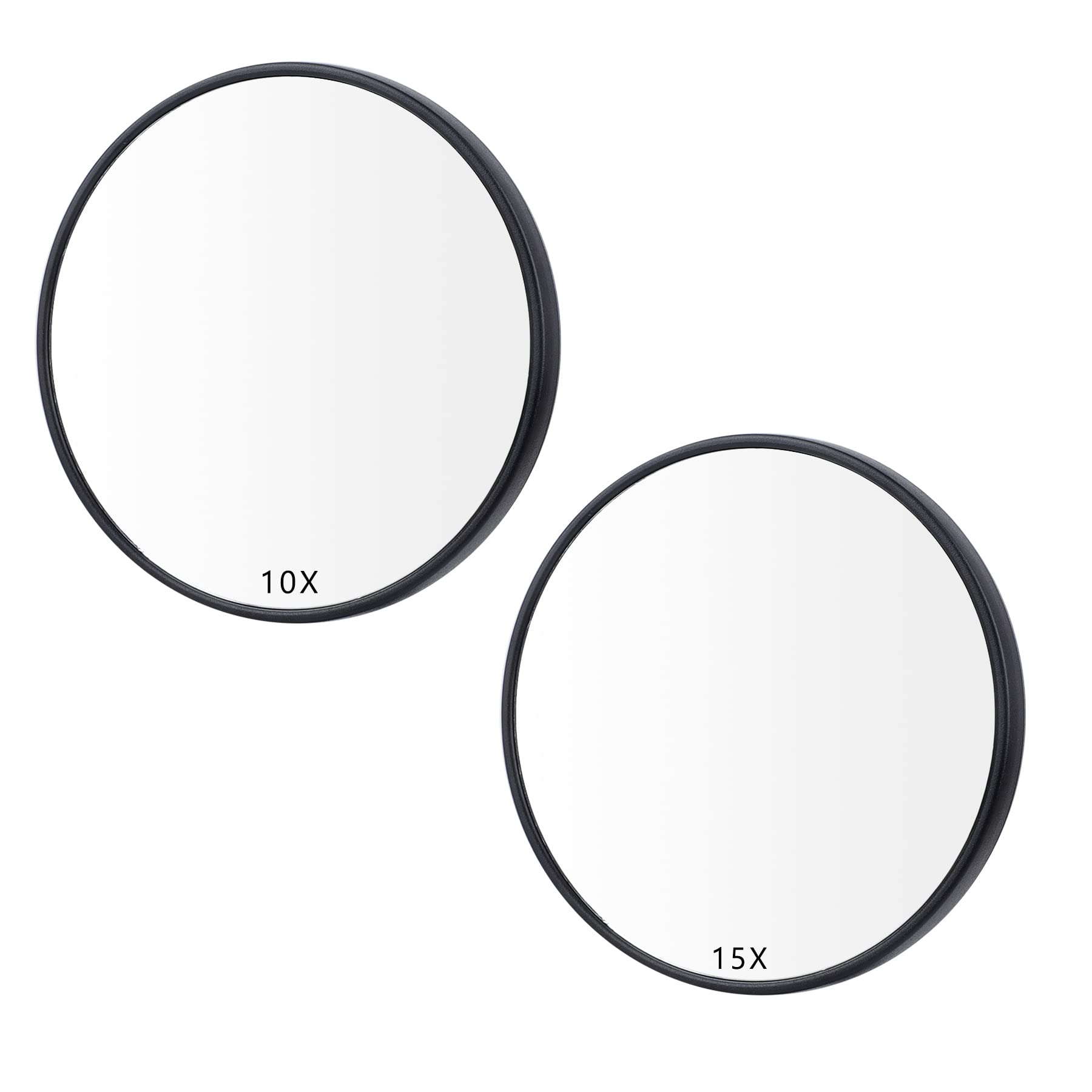 Guangyuan 2-Piece 15X & 10X Magnifying Makeup Mirror Set - Small Travel Mirror with Suction Cups for Eyebrow Tweezing, Makeup Application & Skincare - Perfect for Home, Travel & Salon Use