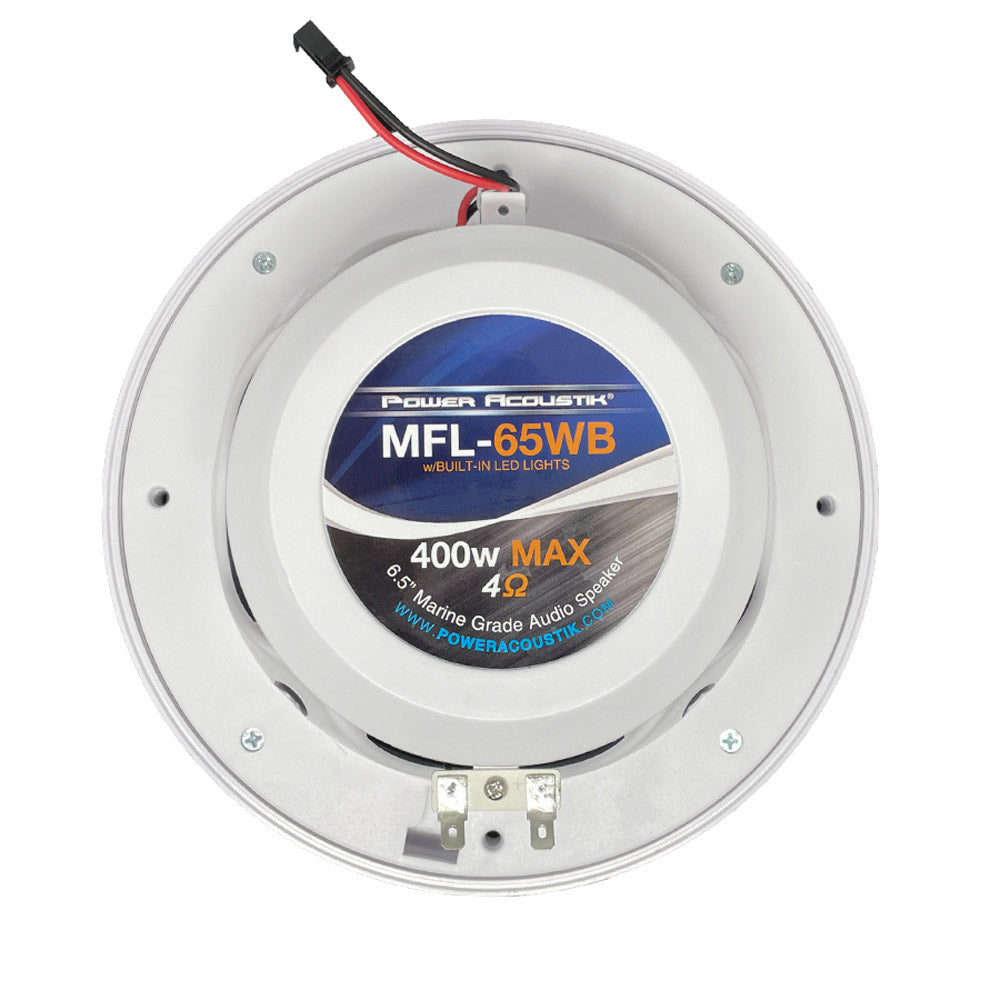 Power Acoustik MFL 65WB 6.5 Inch Marine Grade Waterproof Coaxial Speakers with Blue LED Lights & White/Titanium Grills - Perfect for Boats, ATVs, and Outdoor Audio Systems