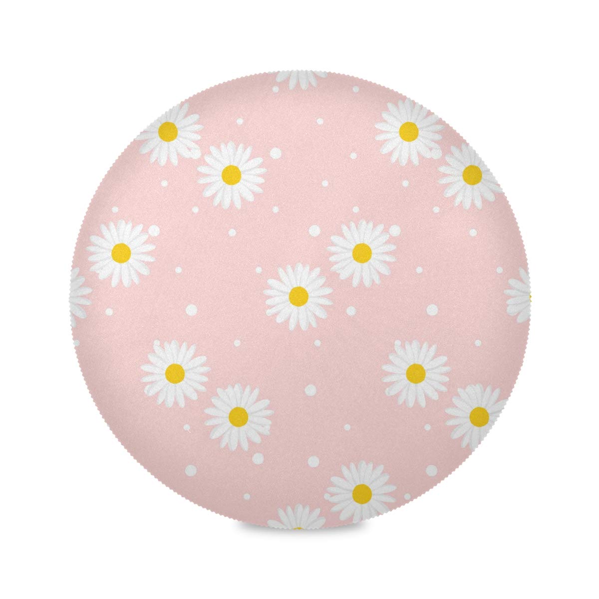 Blueangle Pink Daisy Round Placemats Set of 6 - Waterproof & Easy Care Table Mats for Dining Room, Kitchen, Party Decor - Perfect for Everyday Use, Holiday Dinners & Special Occasions