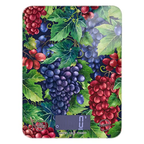 Waterproof Digital Kitchen Scale 11lb - Precise Ounces & Grams Measurement for Cooking, Baking, Coffee, Weight Loss | Durable Grapes Leaves Design for Home & Professional Use