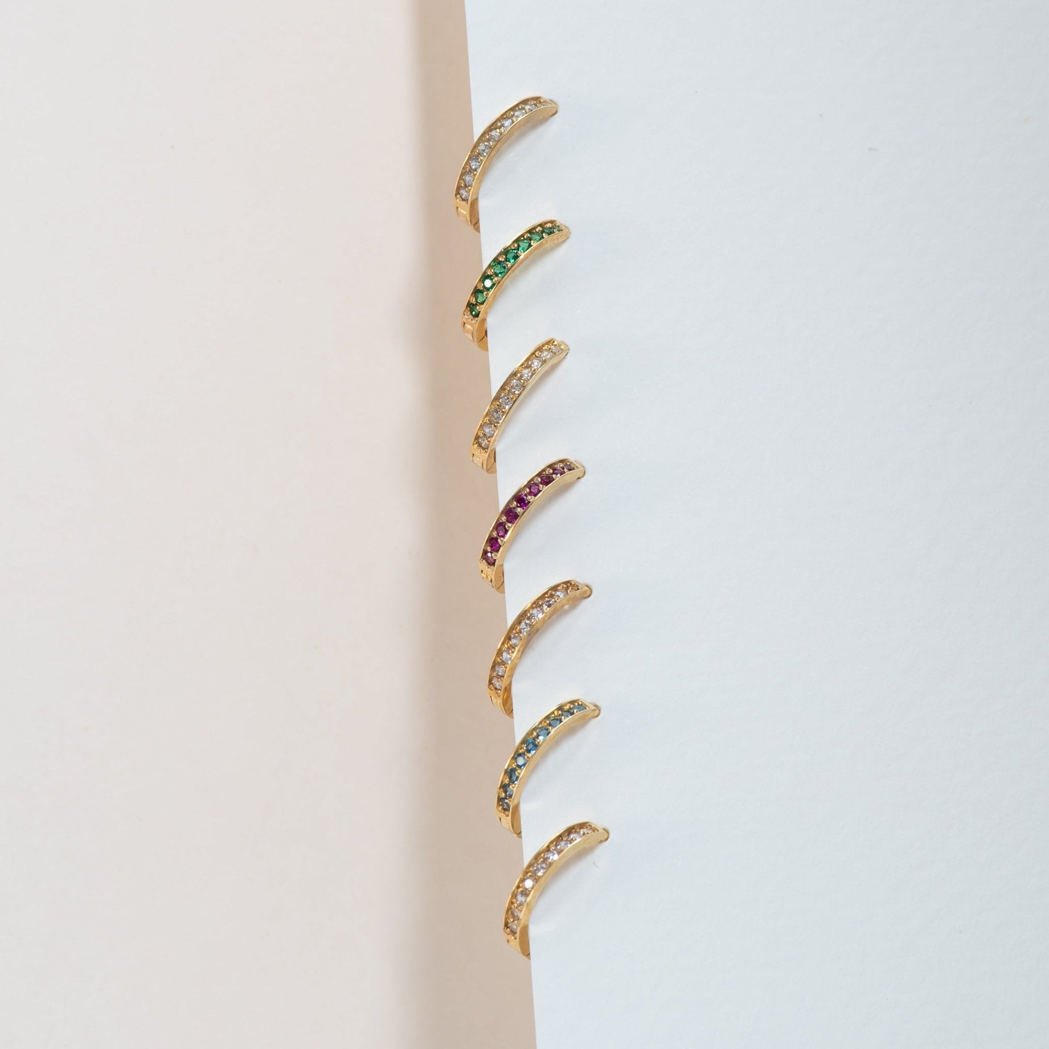 14K Solid Yellow Gold Cartilage Hoop Earrings with Gemstones - Dainty Helix Earrings for Women, Perfect for Everyday Wear & Special Occasions