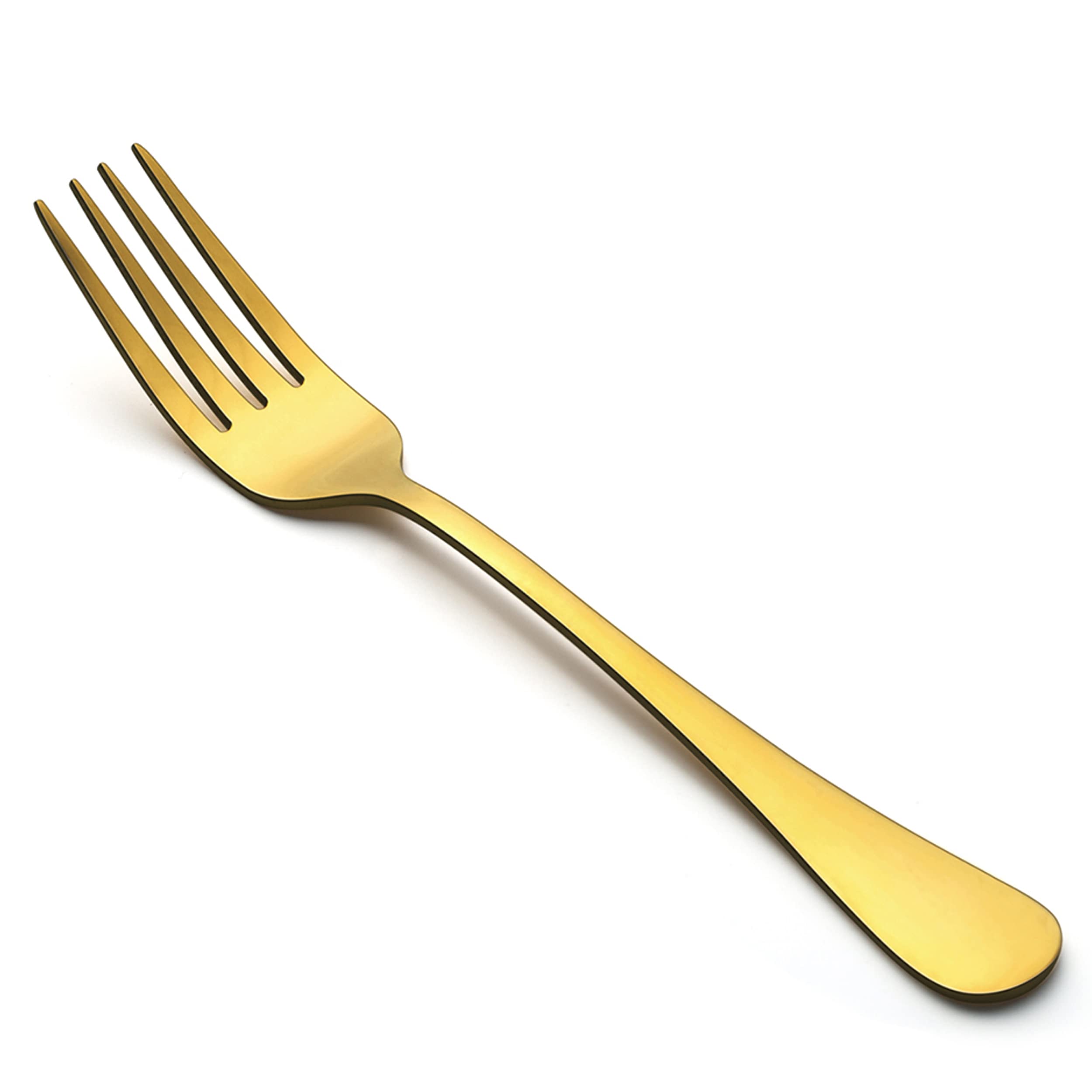 12-Piece Gold Dinner Forks Set - Premium Stainless Steel Flatware Cutlery, 8 Inch Mirror Polish Forks - Dishwasher Safe Elegant Tableware for Wedding, Party & Fine Dining