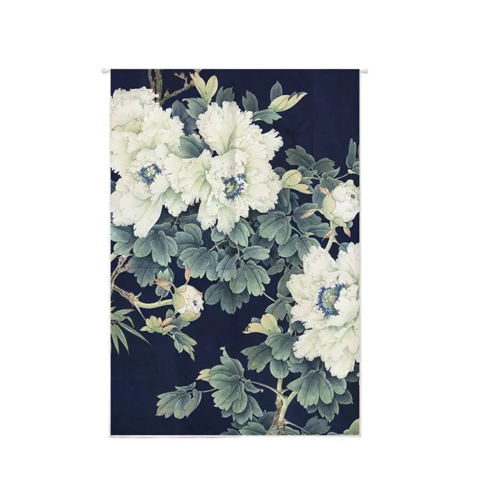 Oncefirst Linen Tapestry Curtain - Japanese Noren Doorway Decor with Peony Design, 31.5'' x 47.2'' - Perfect for Home, Office, or Restaurant Entrance Privacy & Style