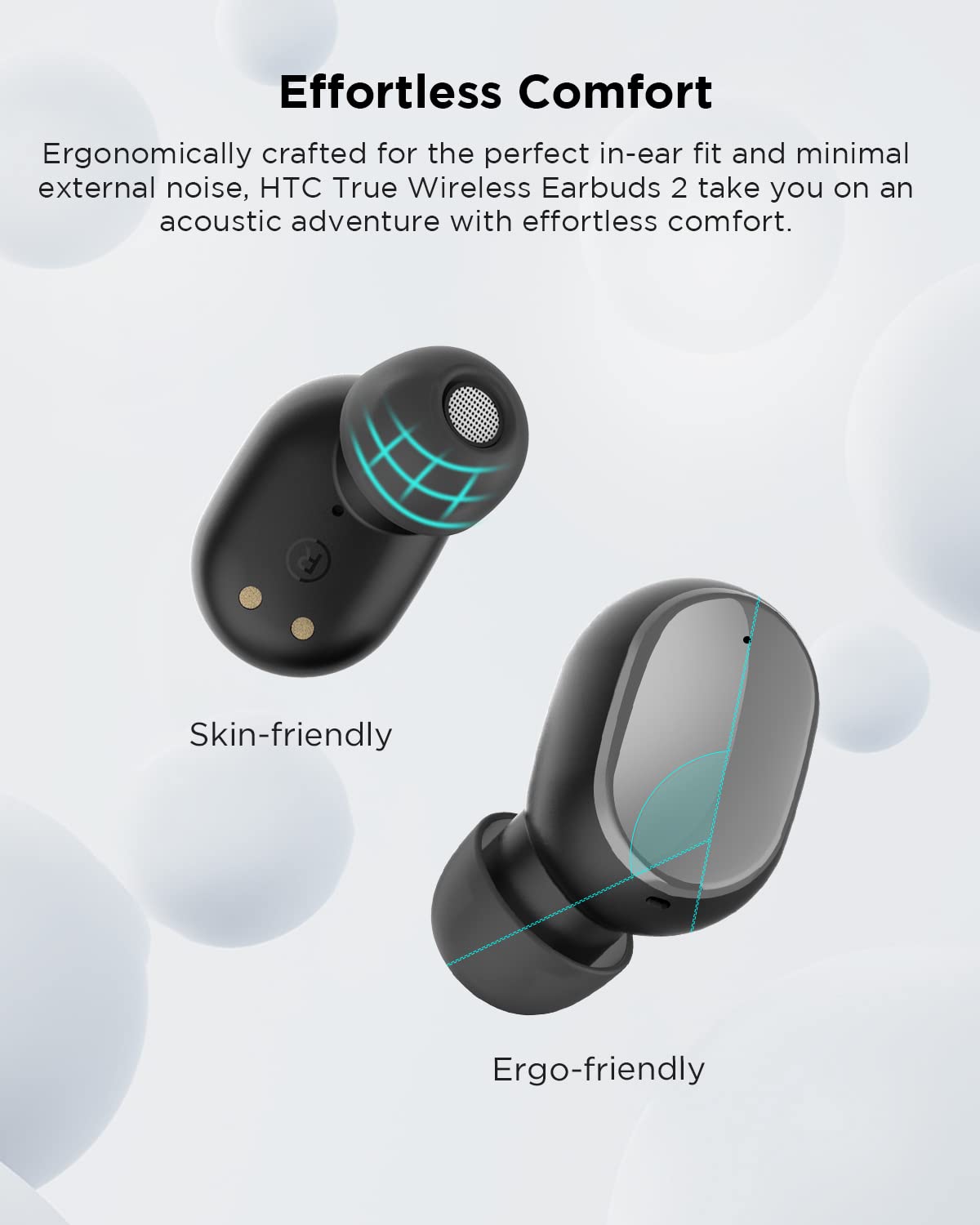 HTC Wireless Bluetooth 5.1 Earbuds with Built-in Mic, Touch Control & Deep Bass - Noise Cancelling Headphones for Phone Calls, Office Work, Running & Gym Workouts | Fast US Shipping (5-7 Days Delivery)