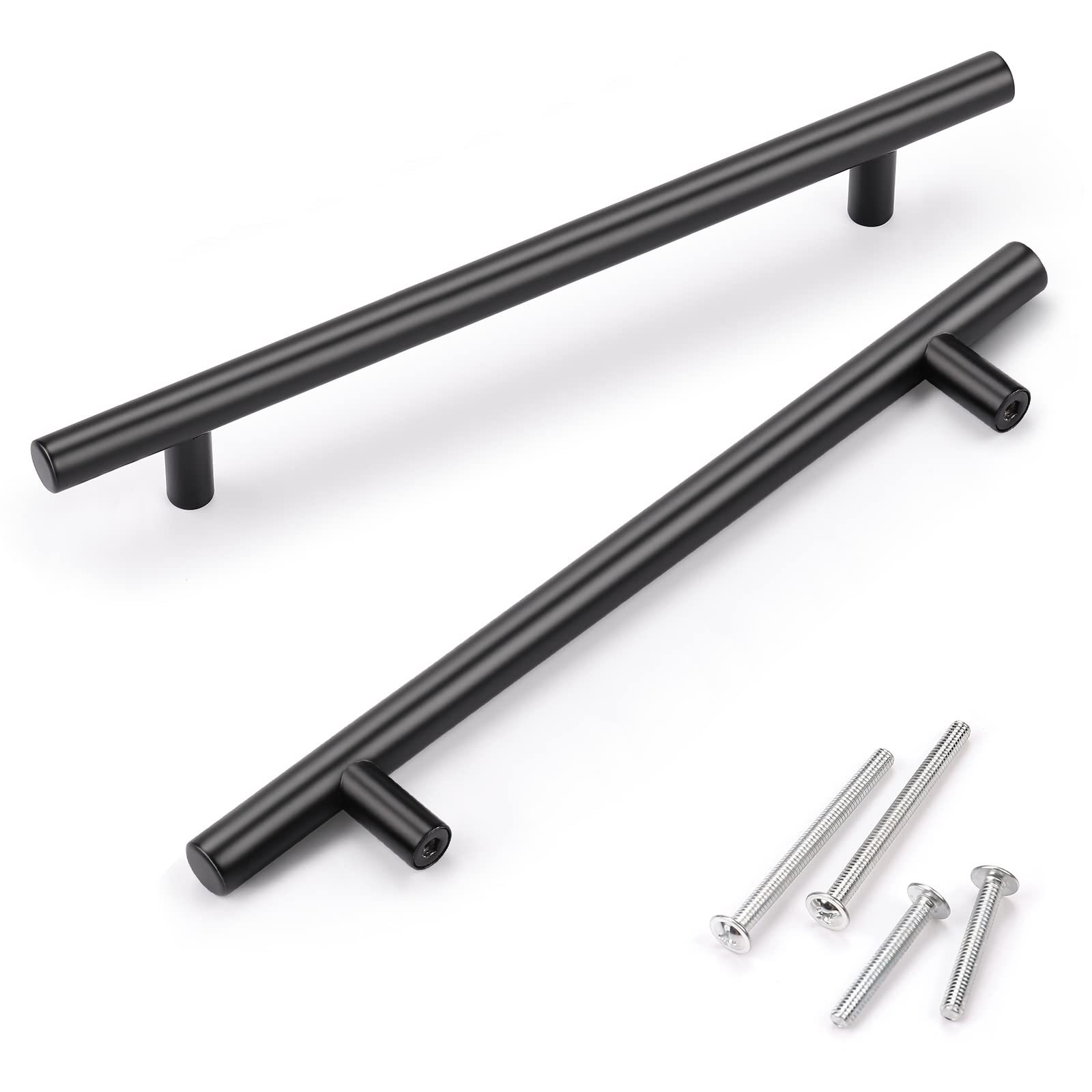 KNOBWELL 20 Pack 6.3 Inch Matte Black Cabinet Handles - Modern Kitchen & Dresser Drawer Pulls - 8.8 Inch Overall Length - Perfect for Cabinets, Cupboards, Furniture & DIY Home Renovation Projects