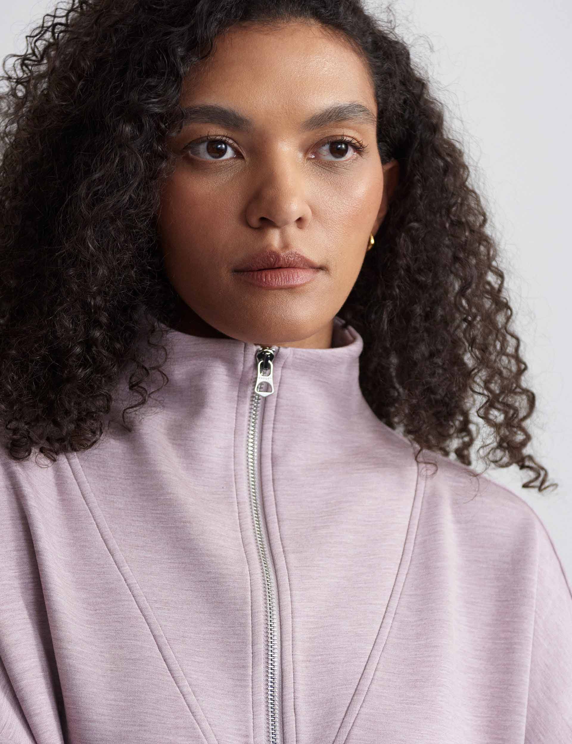 Hawley Half Zip Sweater for Women - Soft Mauve Marl Pullover | Casual Loungewear, Outdoor Activities & Layering Essential