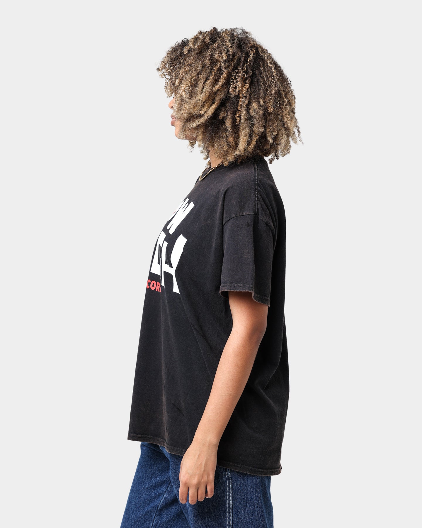 American Thrift X 420 How High Vintage Washed Black T-Shirt | Retro Cannabis Culture Tee for Music Festivals & Casual Streetwear