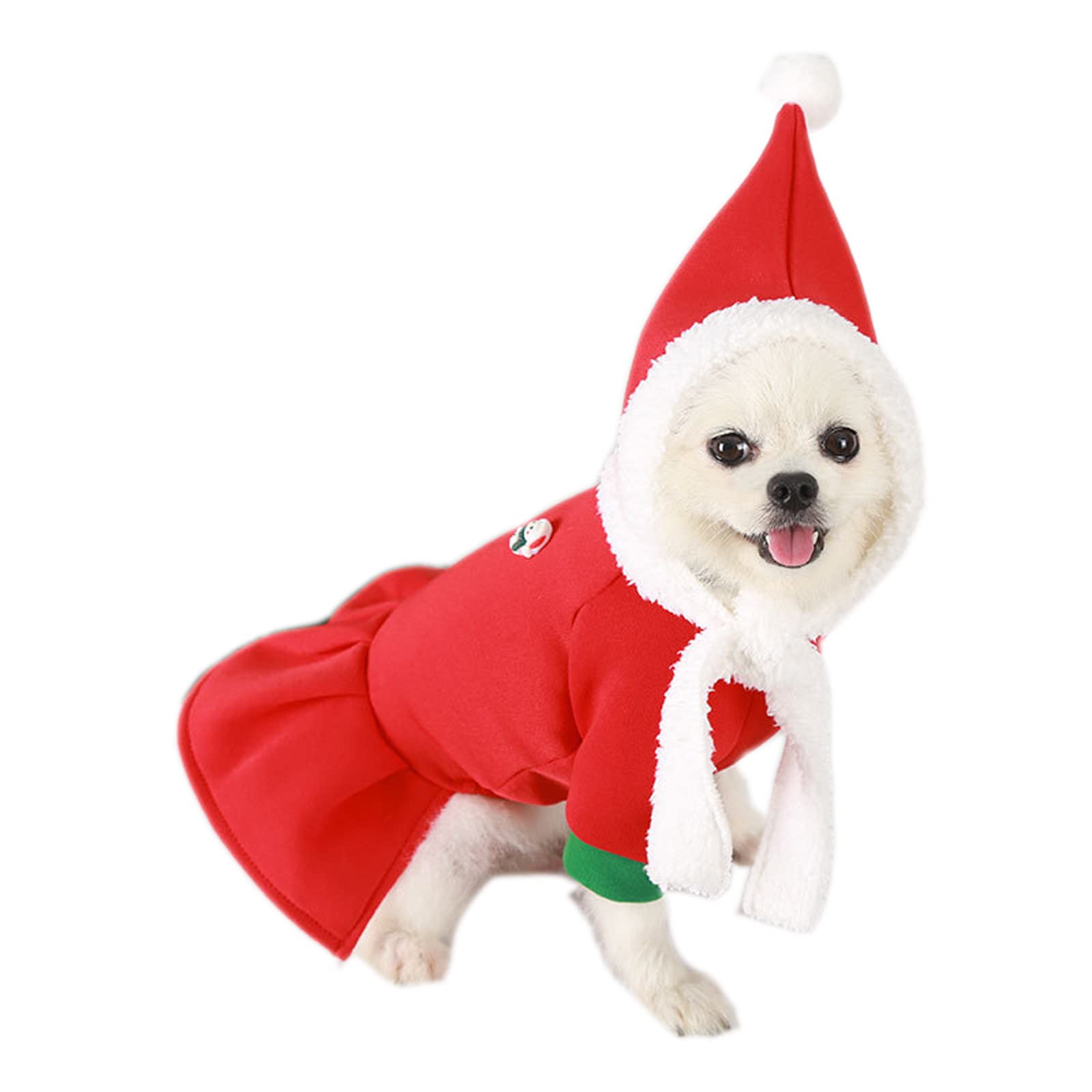 2 Pack Winter Dog Sweater with Hat - Couple Outfit for Small & Medium Dogs | Warm Puppy Shirt Costume & Princess Dress Coat (2XL, Red) - Perfect for Cold Weather Walks, Christmas Photos & Indoor Cozy Wear