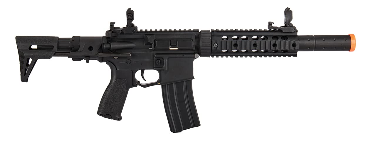 Lancer Tactical Gen 2 M4 Carbine Airsoft Rifle - Black Metal PDW Stock | Includes Battery & Charger | Low FPS for CQB & Indoor Games | Perfect for Airsoft Training & Tactical Scenarios