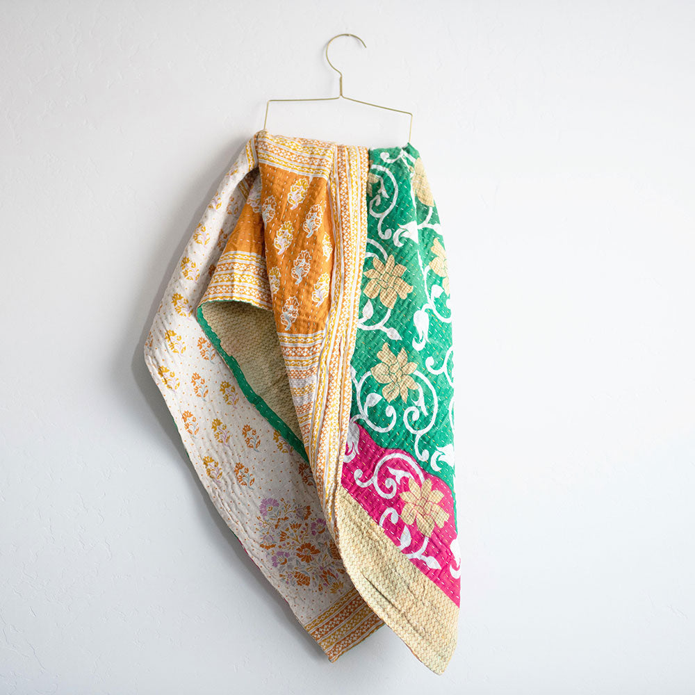 Soft & Cozy Kantha Baby Blanket CB9062 - Handmade Cotton Swaddle Blanket for Newborns & Infants - Perfect for Nursery, Stroller, and Gift Giving