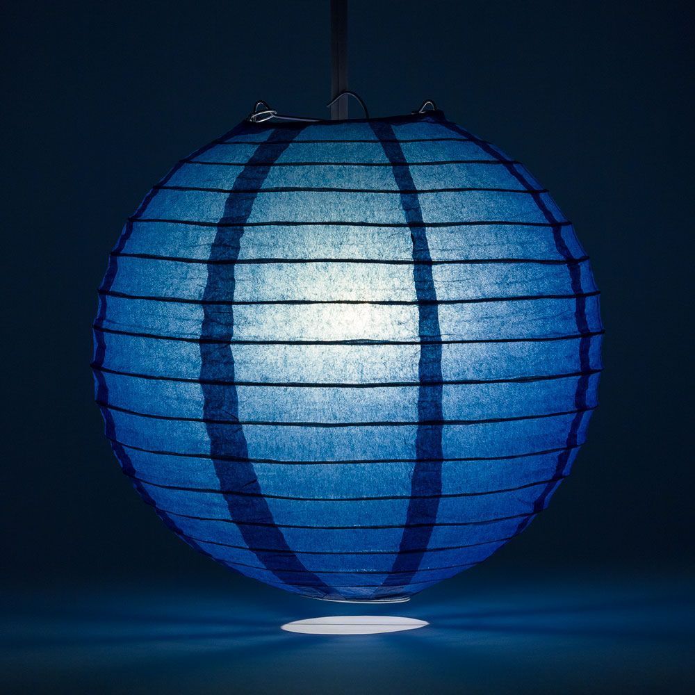 36 Navy Blue Jumbo Round Paper Lanterns with Even Ribbing - Bulk Pack for Party Decorations, Wedding Centerpieces & Home Lighting