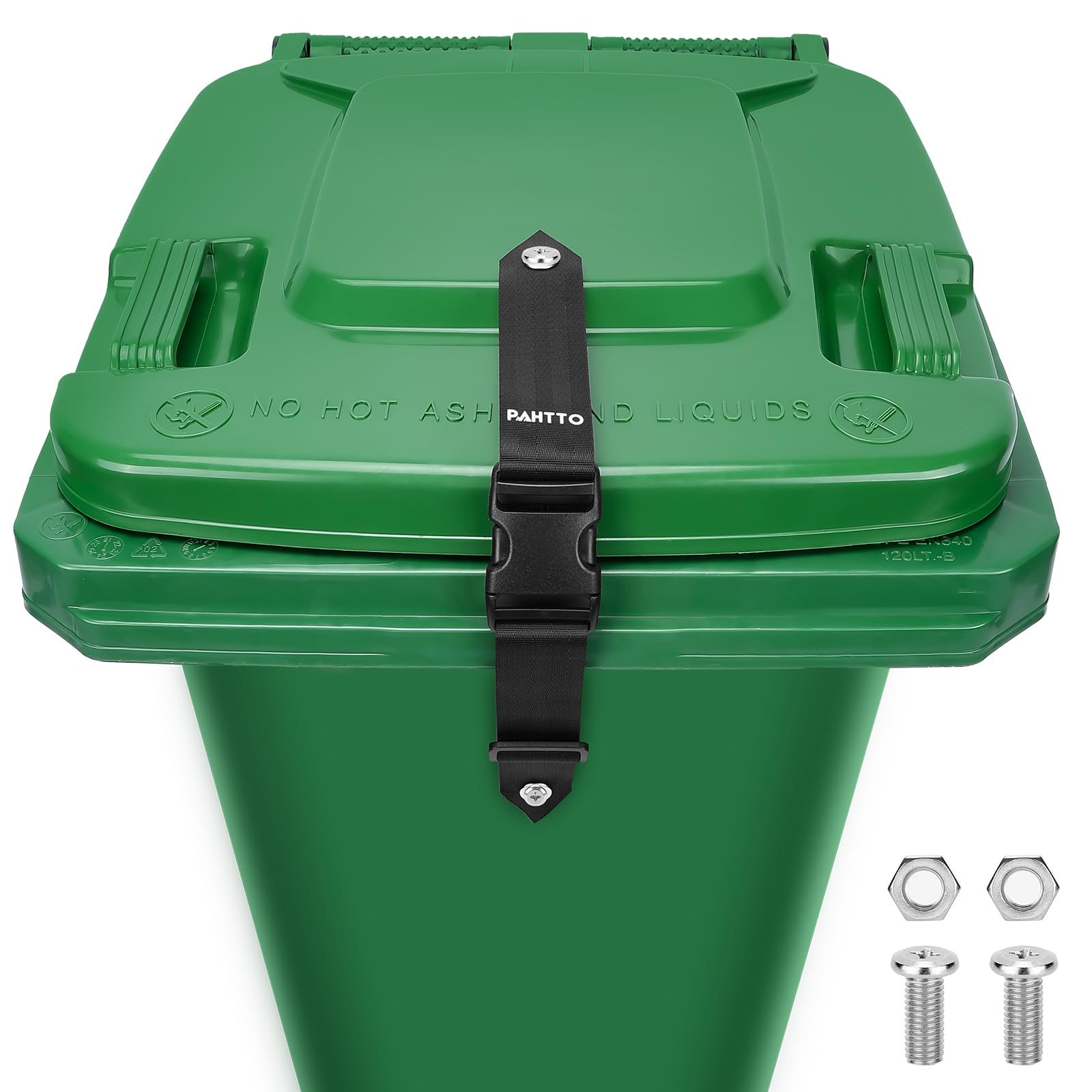 Bear Proof Trash Can Lock - Heavy Duty Adjustable Garbage Bin Lid Lock for Outdoor Use, Universal Animal Proof Trash Can Strap - Easy Install Nylon Security Lock for Raccoons & Pets (Perfect for Camping, Backyard & Wildlife Areas)