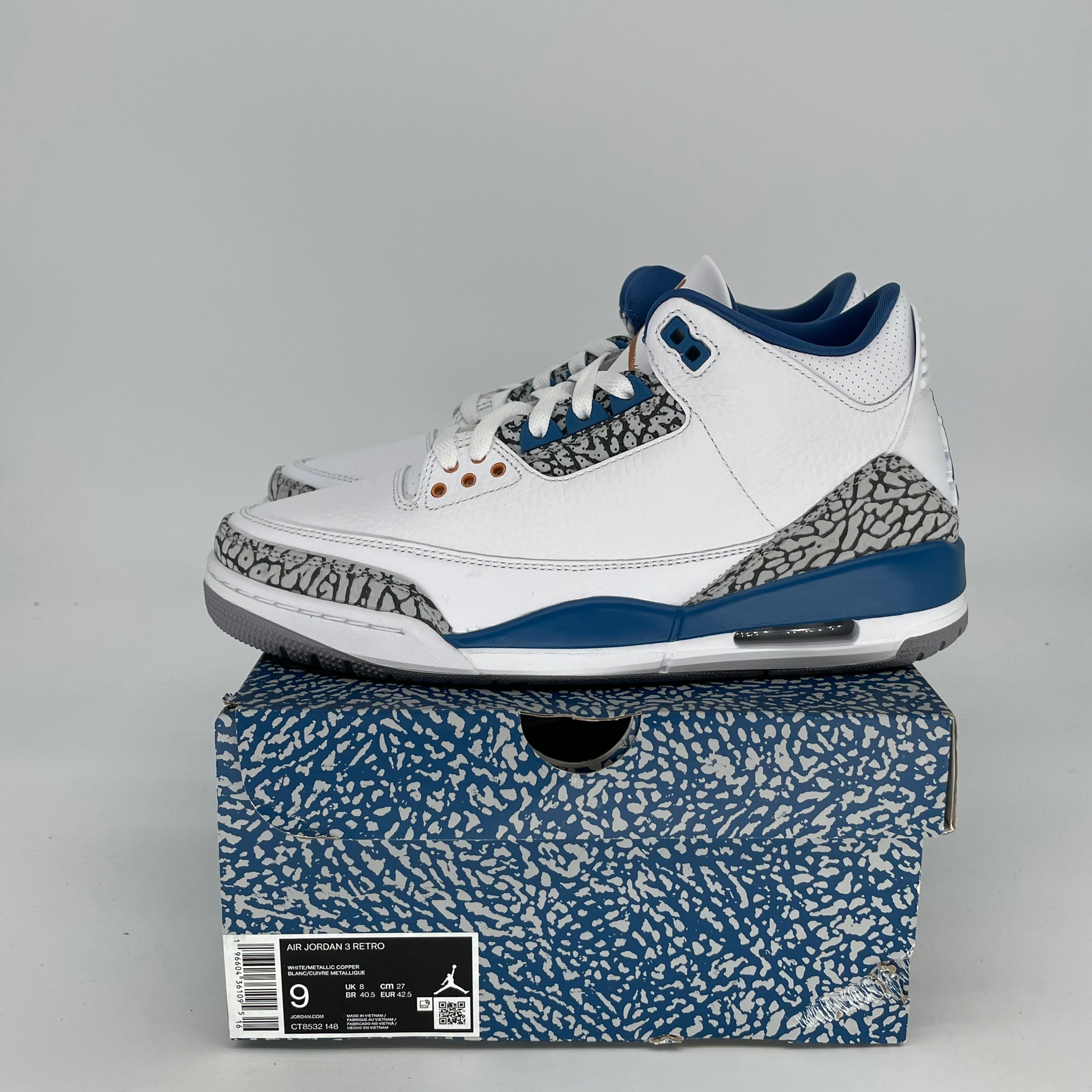 AIR JORDAN 3 Retro WIZARDS Basketball Shoes Men's Size 9/10.5W - Style Code CT8532-148 | Authentic Sneakers for Streetwear, Sports & Casual Wear