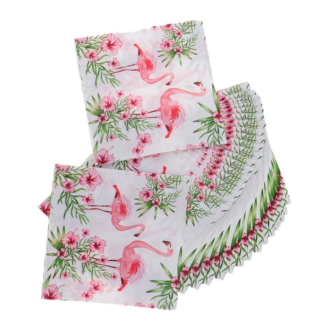 100pcs Flamingo Paper Napkins - Disposable Tropical Party Napkins for Summer BBQ, Beach Picnic & Birthday Decorations - Floral Printed Paper Serviettes for Dining Table Decor