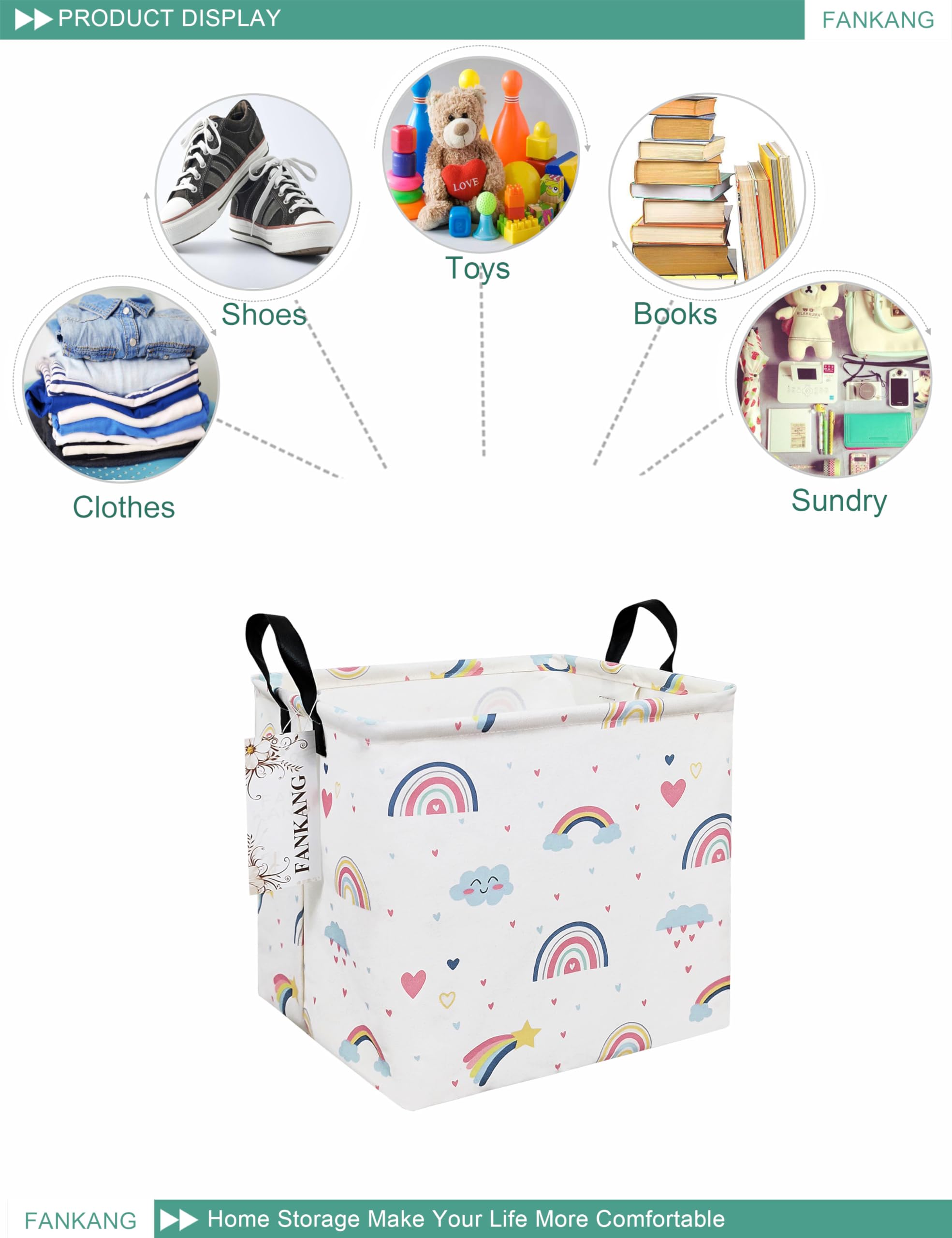 Square Nursery Hamper - Foldable Canvas Laundry Basket with Waterproof PE Coating for Kids, Bedroom & Office Storage | Gift Basket Idea