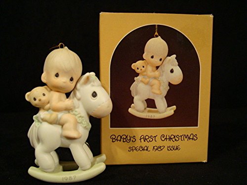 Precious Moments Baby's First Christmas 1987 Boy Ornament #109428 - Perfect Holiday Keepsake for Baby's First Christmas, Nursery Decor & Gift Idea