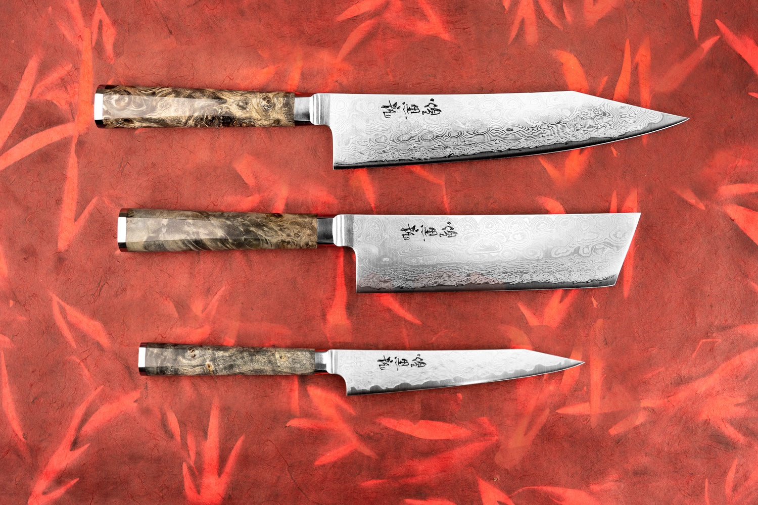 Premium Ryusen Oukokuryu Japanese Knife Set - High-Quality Damascus Steel Chef Knives for Professional Cooking & Home Kitchen Use