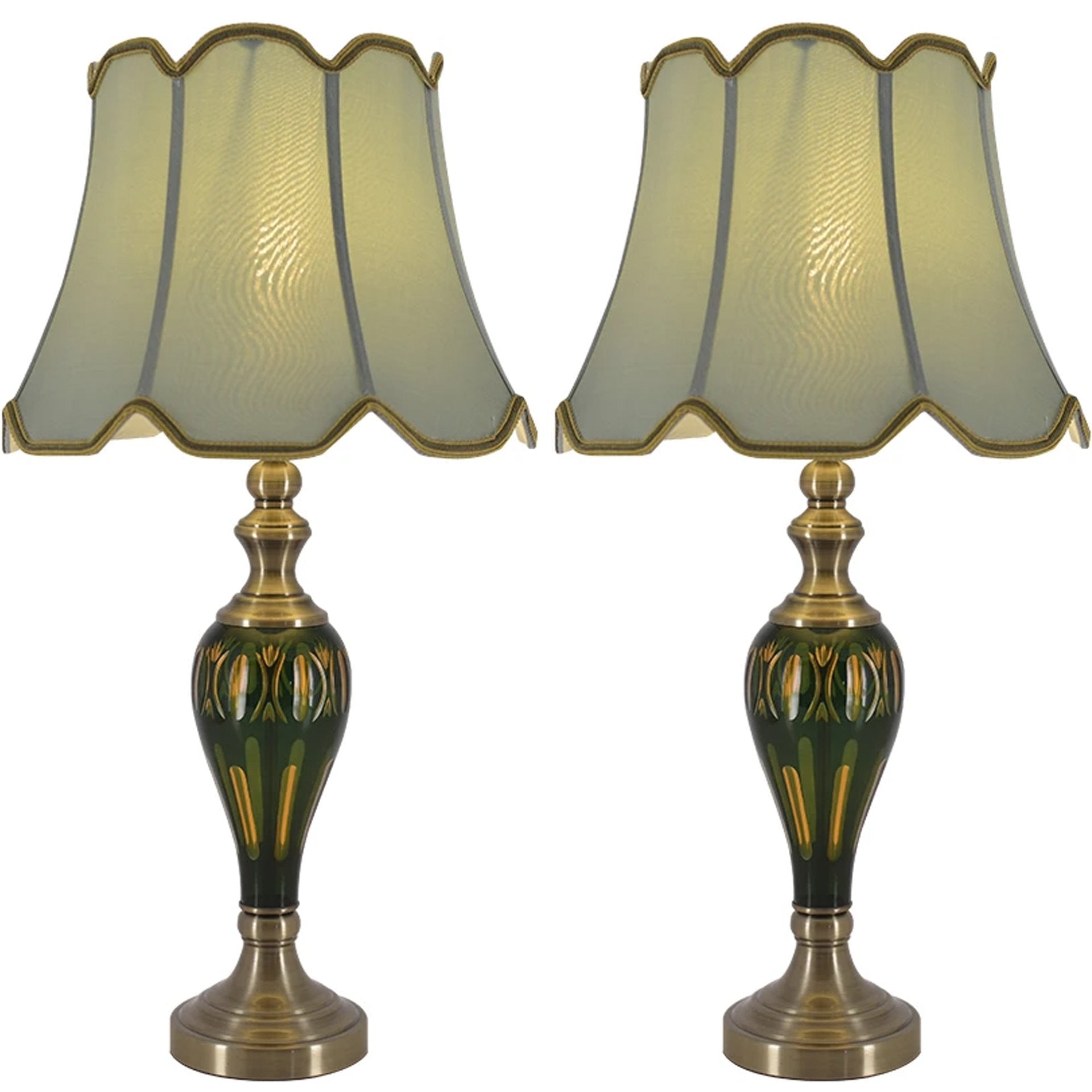 Art Deco Fluted Glass Table Lamp Set of 2 - 28
