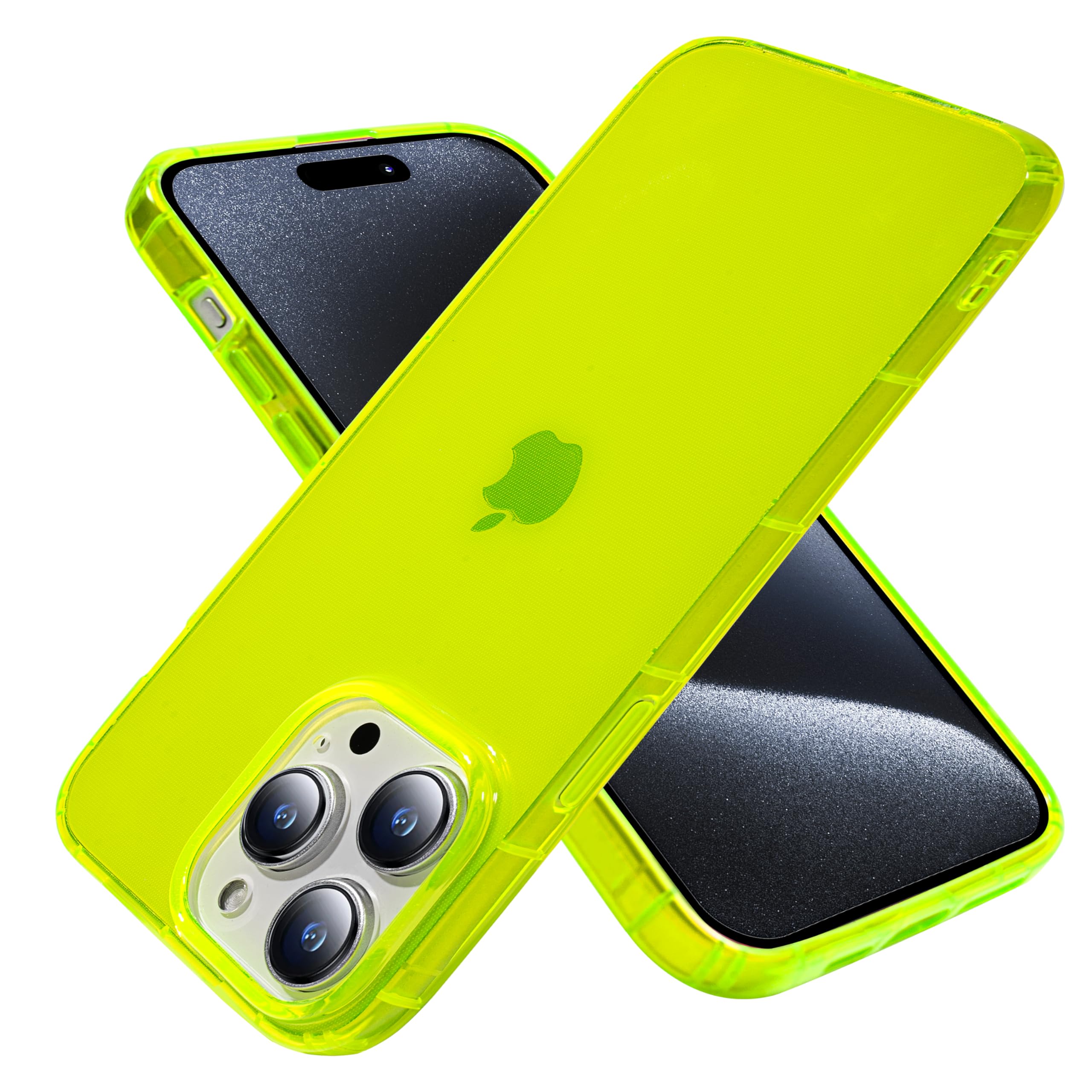 Fluorescent Yellow iPhone 15 Pro Max Case - Slim Soft Transparent Bumper Edge Cover for 6.7 Inch | Flexible Stylish Protective Phone Case (Neon Green) | Perfect for Gym, Outdoor & Night Visibility