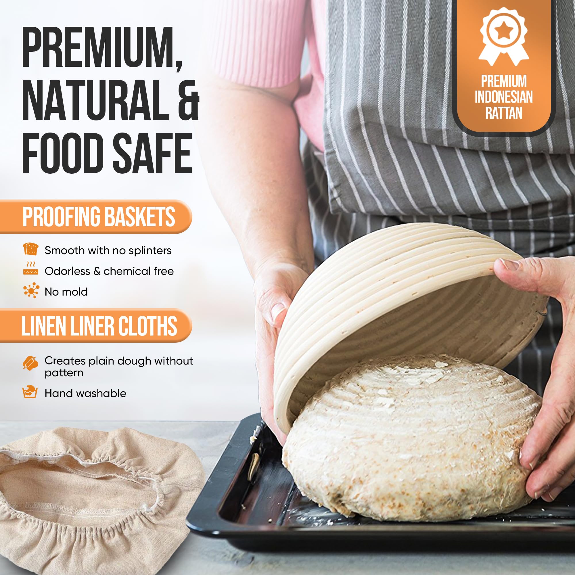 Organic Sourdough Starter Kit with Banneton Basket & Tools - 9