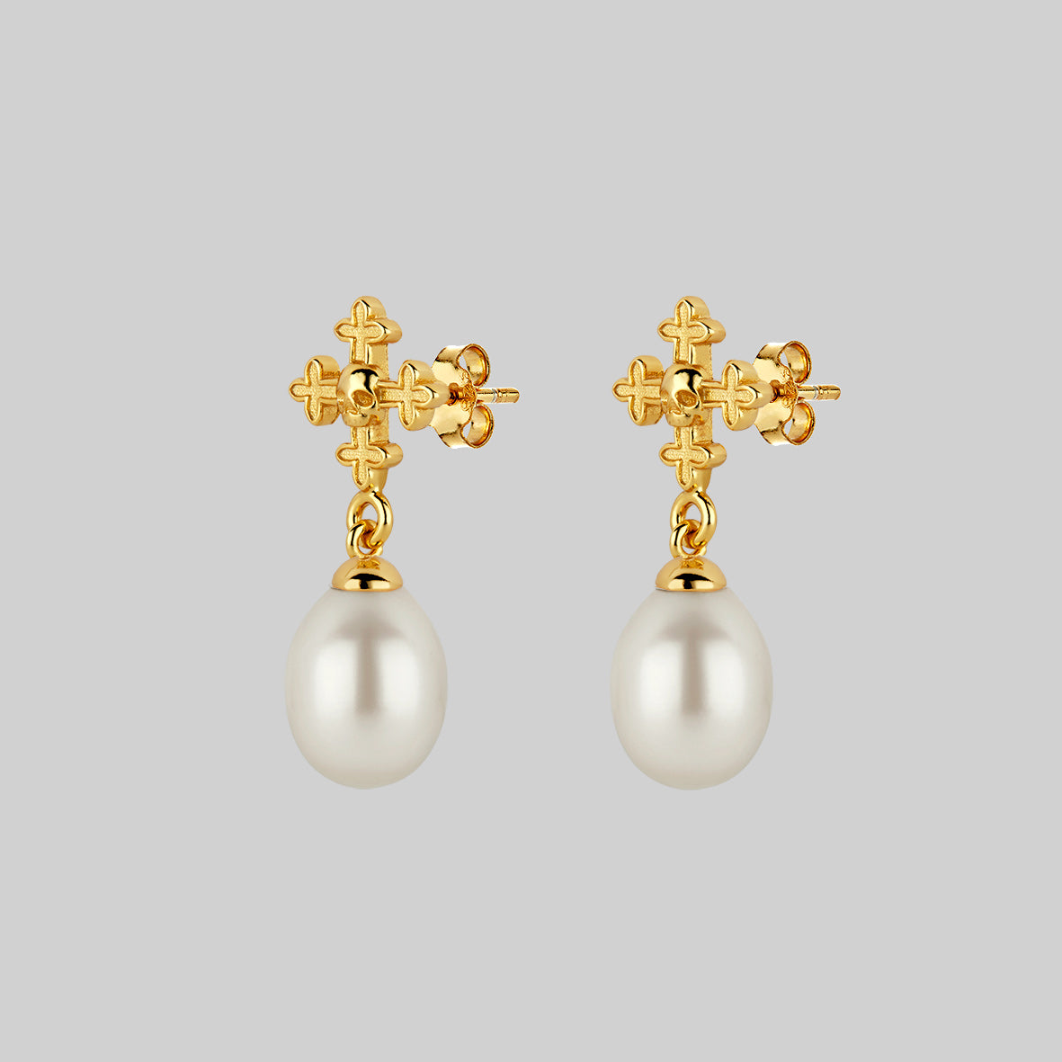 OPHELIA Medieval Cross Stud Earrings - 14K Gold Plated Gothic Jewelry for Women | Perfect for Renaissance Fairs, Weddings & Everyday Wear