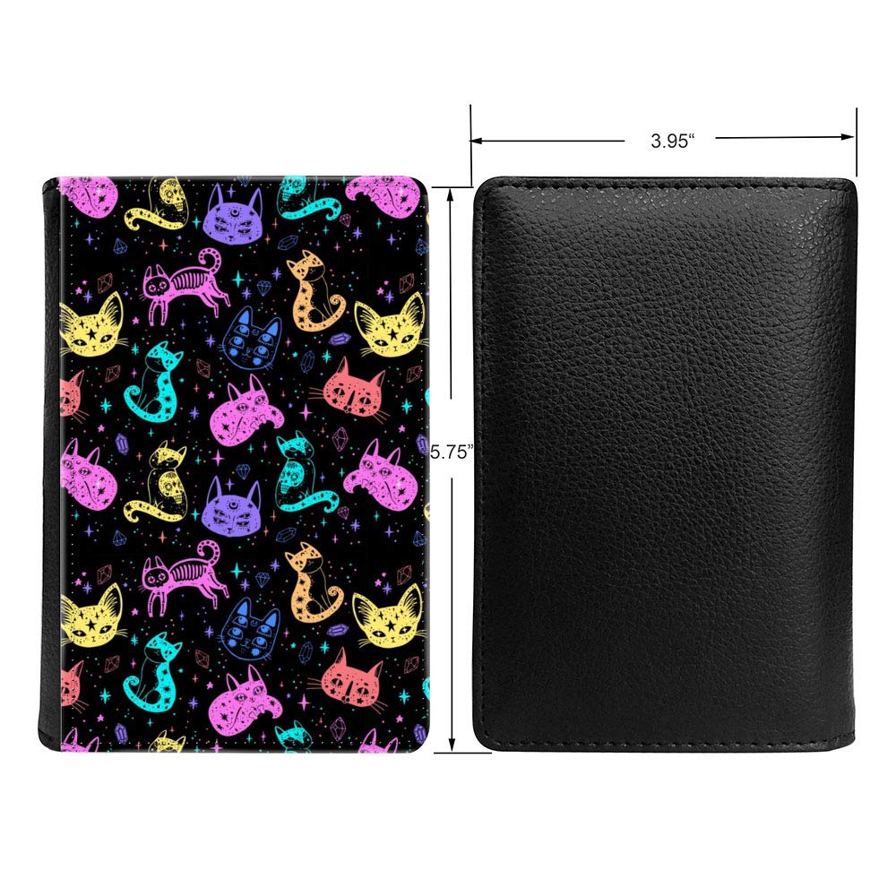 RFID Blocking PU Leather Passport Holder - Travel Wallet & Card Case with Unique Abstract Cat & Diamond Starry Night Pattern | Perfect for International Travel, Business Trips & Vacation Essentials
