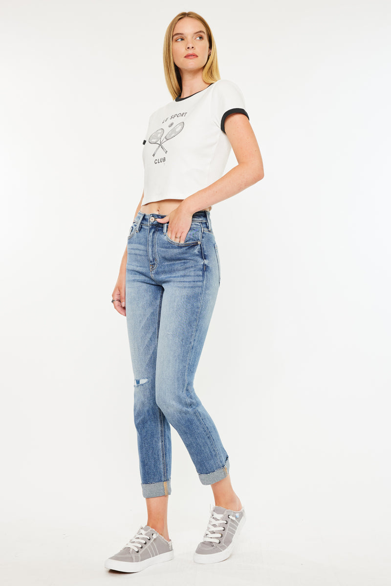 Kaly Women's High Rise Slim Straight Leg Jeans - Stretchy Denim Pants for Casual Wear & Everyday Outfits
