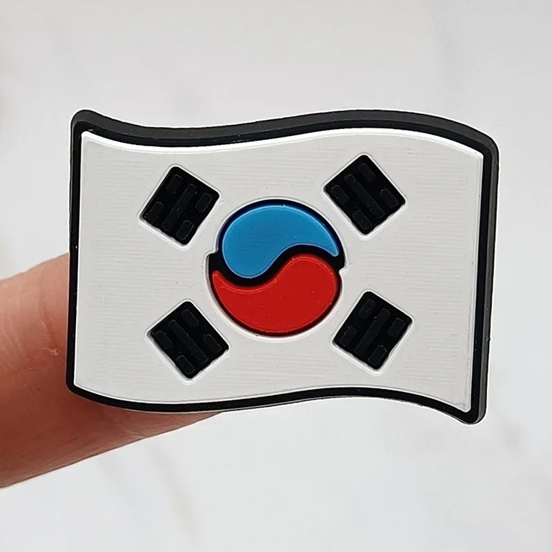 1Pcs Flag Icon PVC Shoe Charms - Decorative Sandals Accessories for Clogs & Buckle Shoes - Fun Kids Party Favors & Gift Ideas - Perfect for Beach Outfits, Summer Fashion & Costume Parties