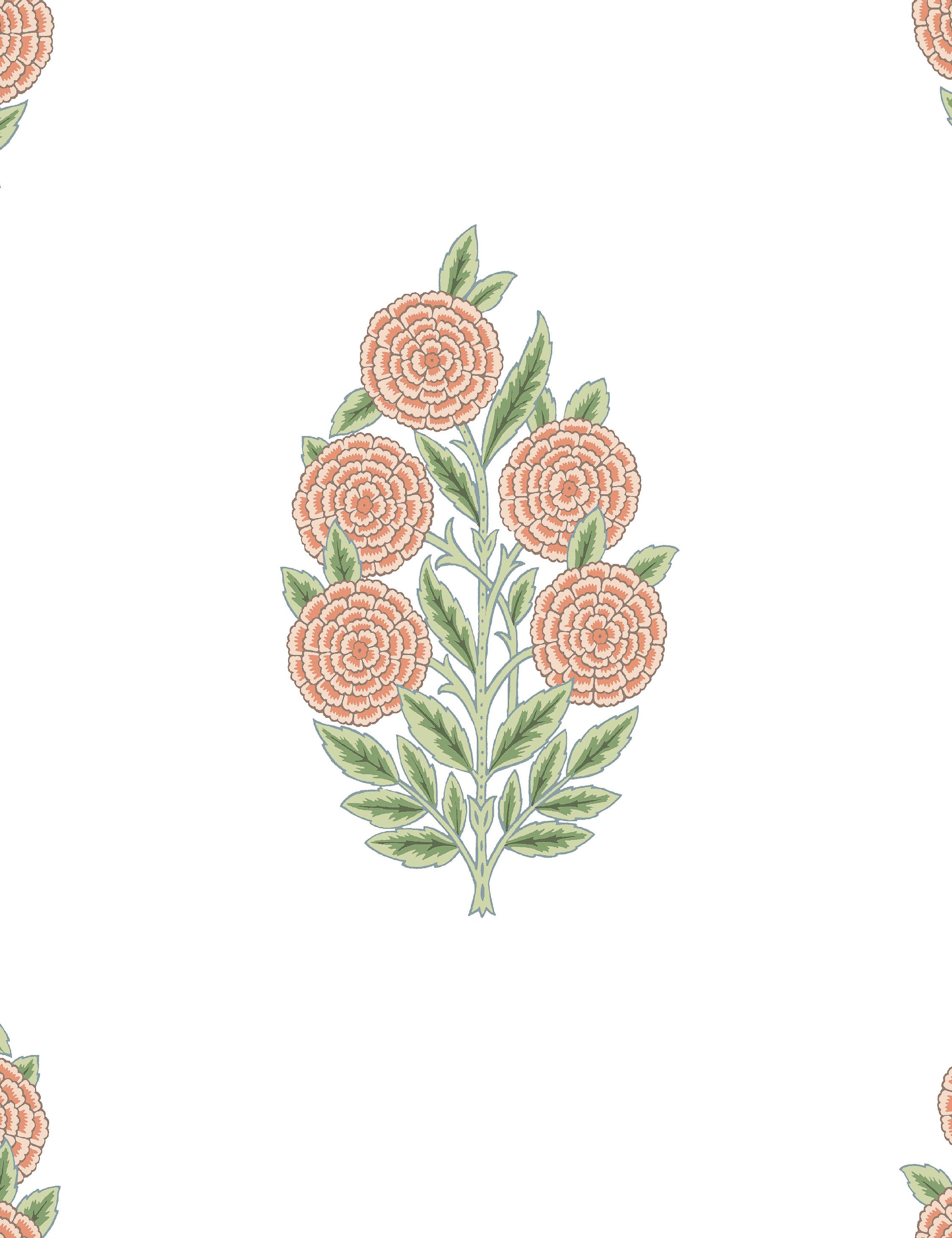 Tamara Day Dutch Floral Peel & Stick Wallpaper - Coral Removable Wallpaper for Bedroom, Living Room, Nursery | Easy DIY Home Decor