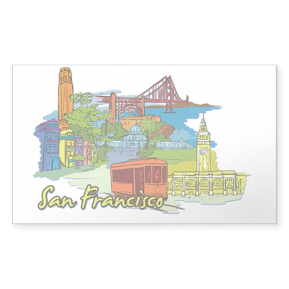 San Francisco Travel Poster Sticker - 10-Pack Rectangle Bumper Decals for Cars, Laptops & Luggage | Waterproof Vinyl Stickers for Travel Enthusiasts