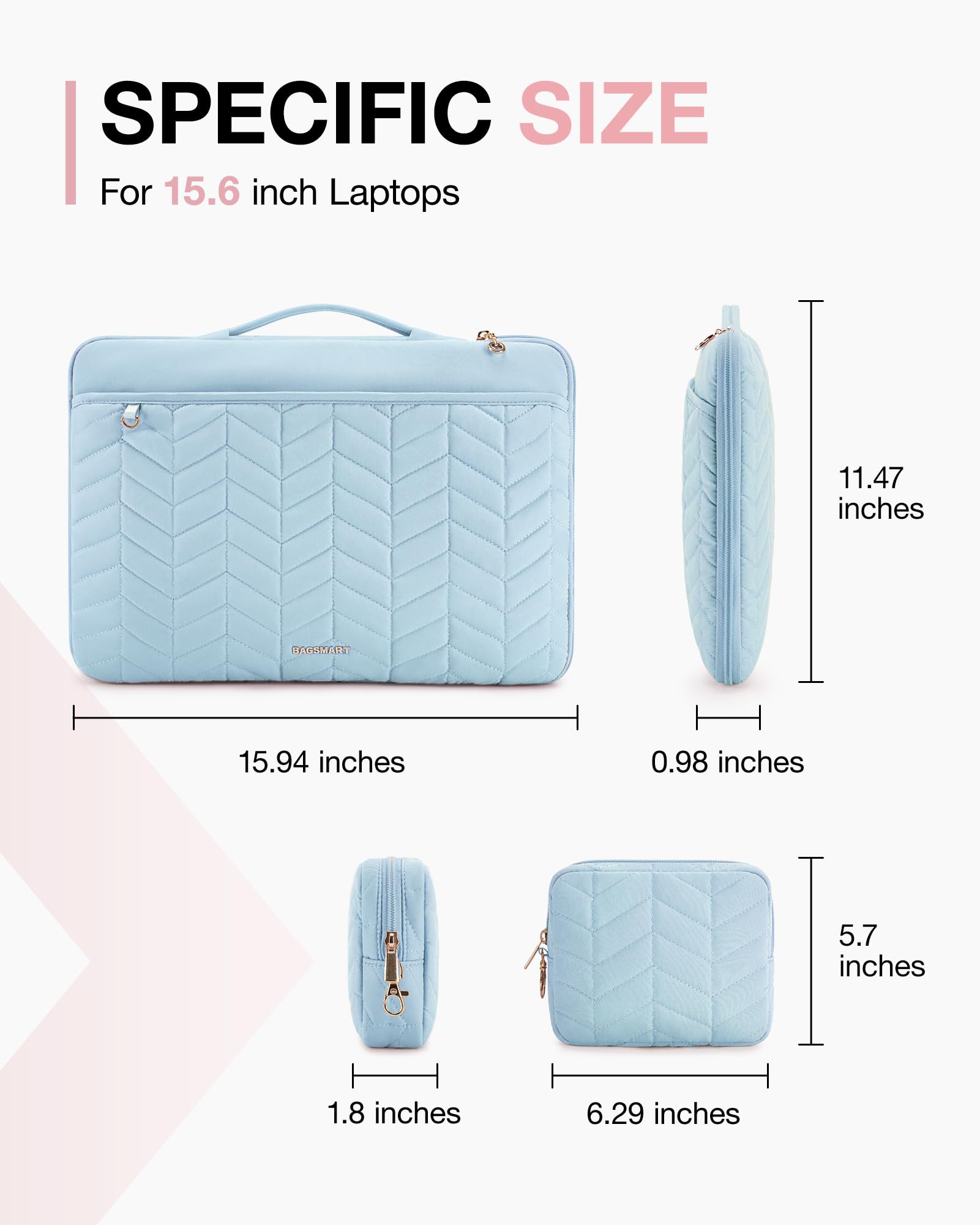 BAGSMART 15-16 Inch Padded Laptop Sleeve for MacBook Air 15.6