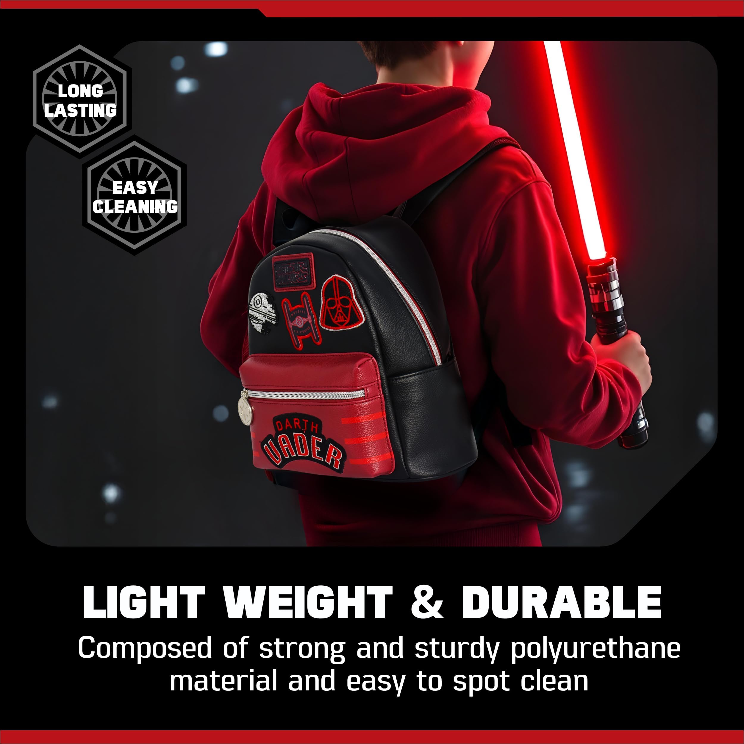STAR WARS Darth Vader Mini Backpack - 9 Inch Small Travel Bag for Men & Women, Lightweight & Durable, Perfect for Cosplay, Conventions & Everyday Use