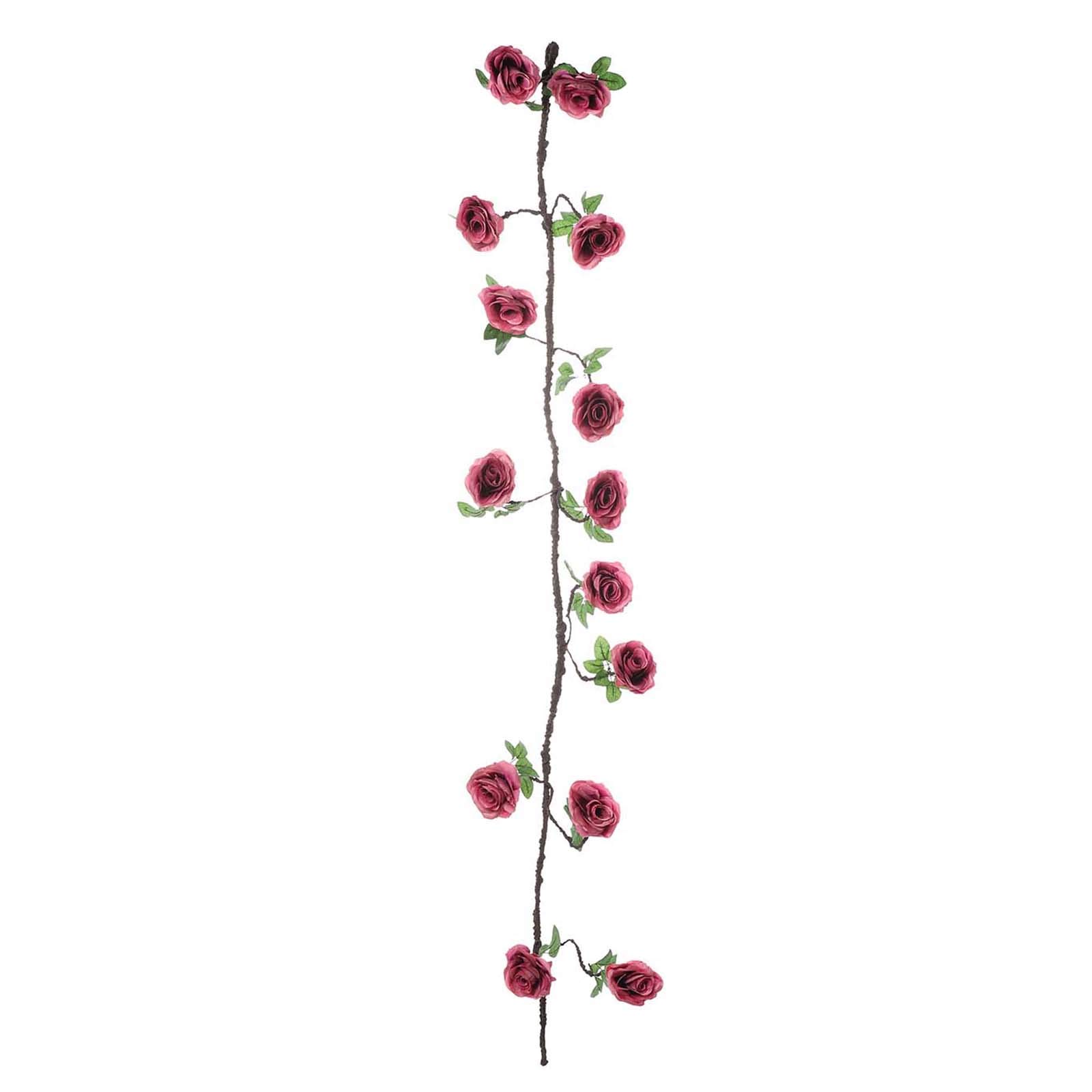 6FT Dusty Rose Silk Flower Garland with Leaves - Wedding Centerpiece, Bouquet, Party Decor for Aisle, Arch, Table Arrangements - Wholesale Bulk Supplies
