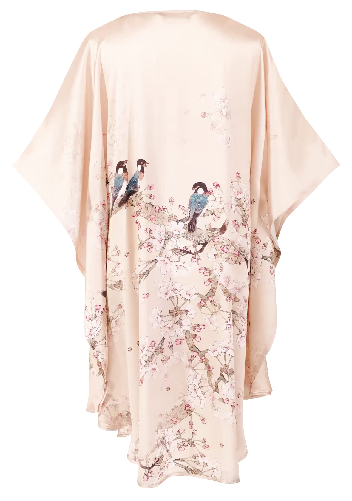 Luxury 100% Silk Pajamas for Women - Floral Print Silk Kimono Robe with Doll Sleeves - Elegant Sleepwear & Loungewear for Spa Days, Bridal Showers, and Relaxing Evenings at Home