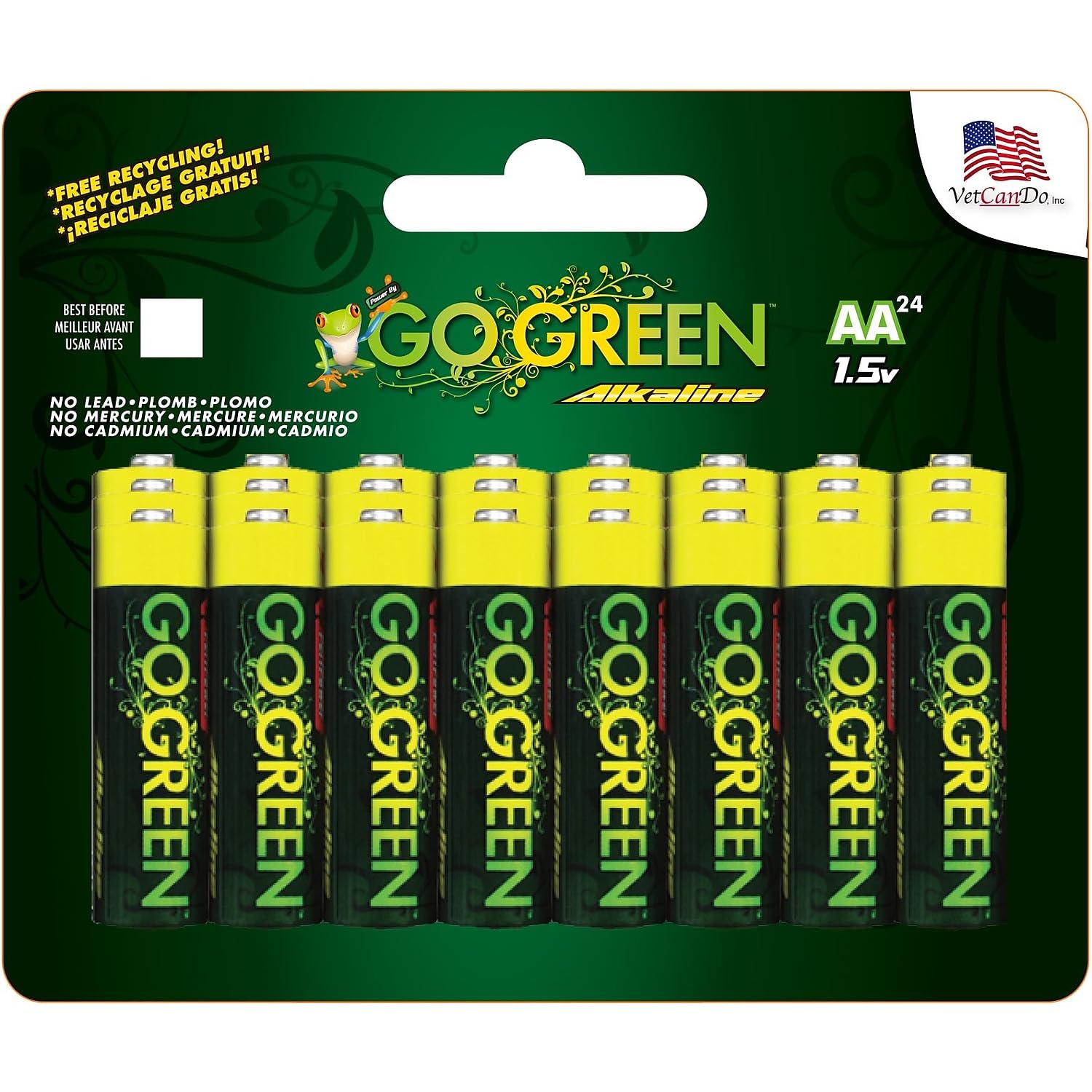 GoGreen Power (24011) Eco Friendly Alkaline AA Batteries - 24 Pack - No Lead, Cadmium or Mercury - Perfect for Toys, Remote Controls & Flashlights