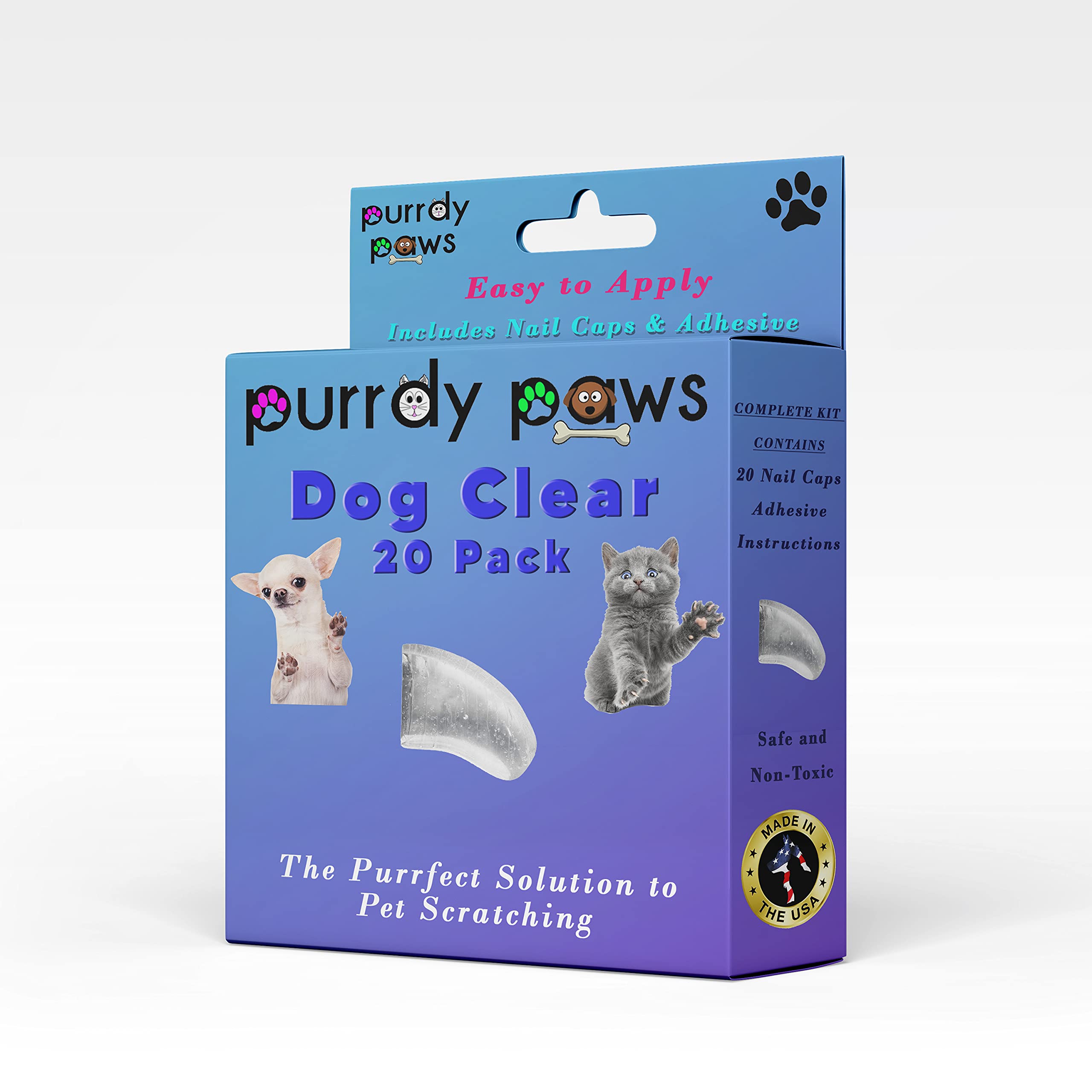 Soft Nail Caps for Small Dogs - Clear Pet Claw Protectors for Indoor Floors & Furniture Protection | Safe & Comfortable Dog Nail Covers