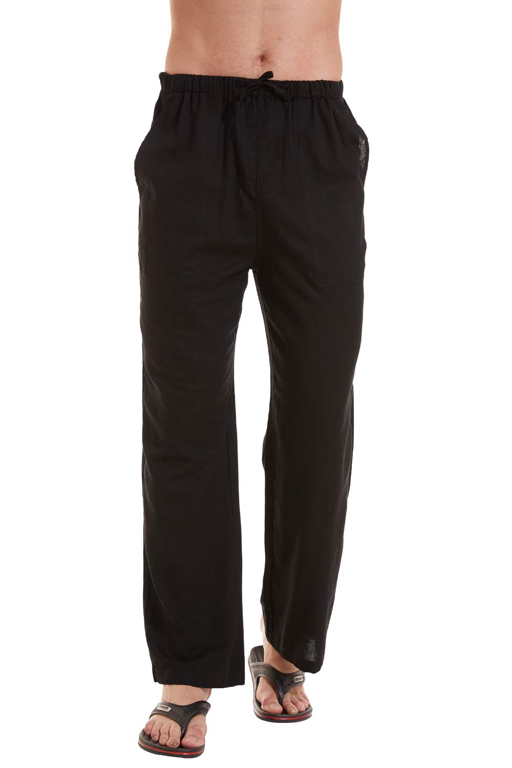 YuKaiChen Men's Breathable Linen Cotton Yoga Pants - Casual Loose Fit Sweatpants for Yoga, Beach & Lounge - Comfortable Elastic Waist Joggers for Workout, Travel & Home Relaxation