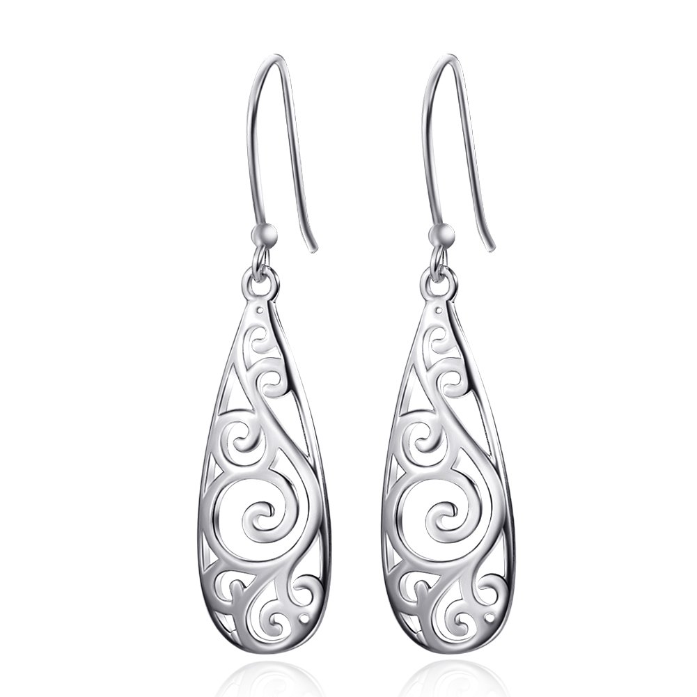 925 Sterling Silver Filigree Drop Dangle Earrings for Women - Vintage Elegant Handmade Jewelry | Perfect for Weddings, Parties & Special Occasions