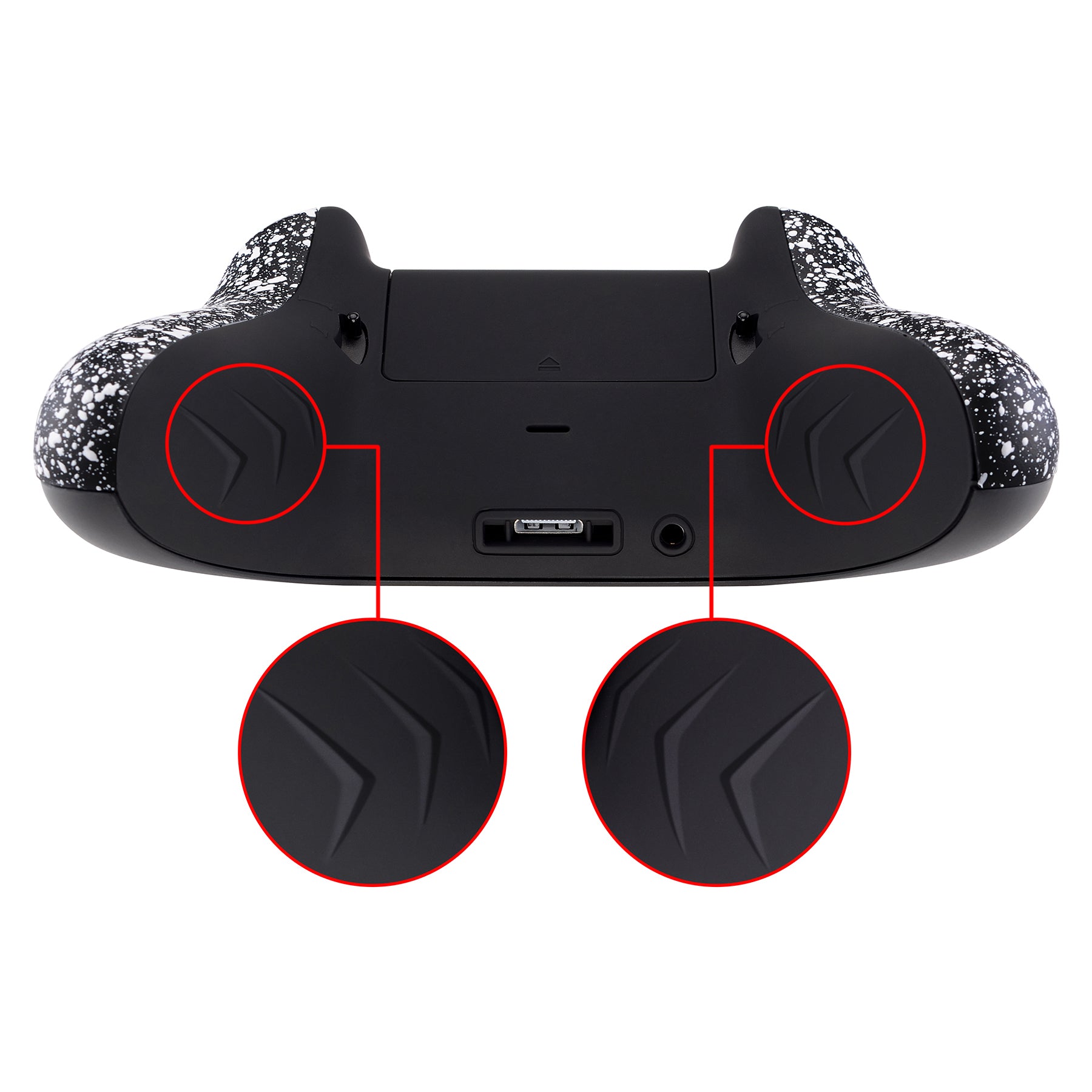 eXtremeRate Textured White FlashShot Trigger Stop Bottom Shell Kit for Xbox One S & One X Controller - Redesigned Back Shell, Handle Grips & Dual Trigger Locks for Model 1708 X1GZ004 - Perfect for Competitive Gaming & Enhanced Grip