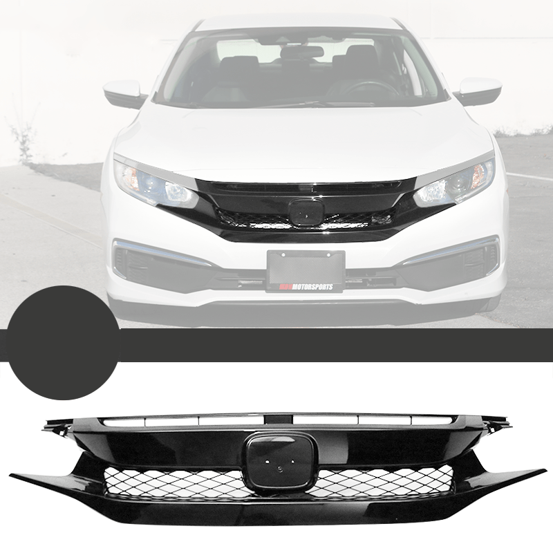 2019-2021 Honda Civic Coupe/Sedan Front Grille - CTR Style Glossy Black Replacement Grill Set | Perfect for Car Enthusiasts & Performance Upgrades