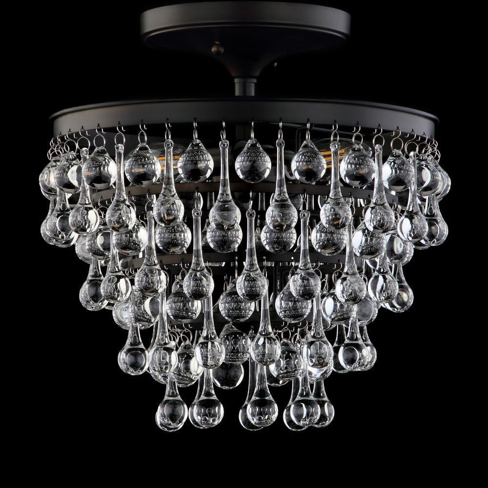 Toronto Metal & Crystal LED Flush Mount Ceiling Light - Modern Dimmable Fixture for Bedroom, Living Room, Kitchen, and Hallway Lighting