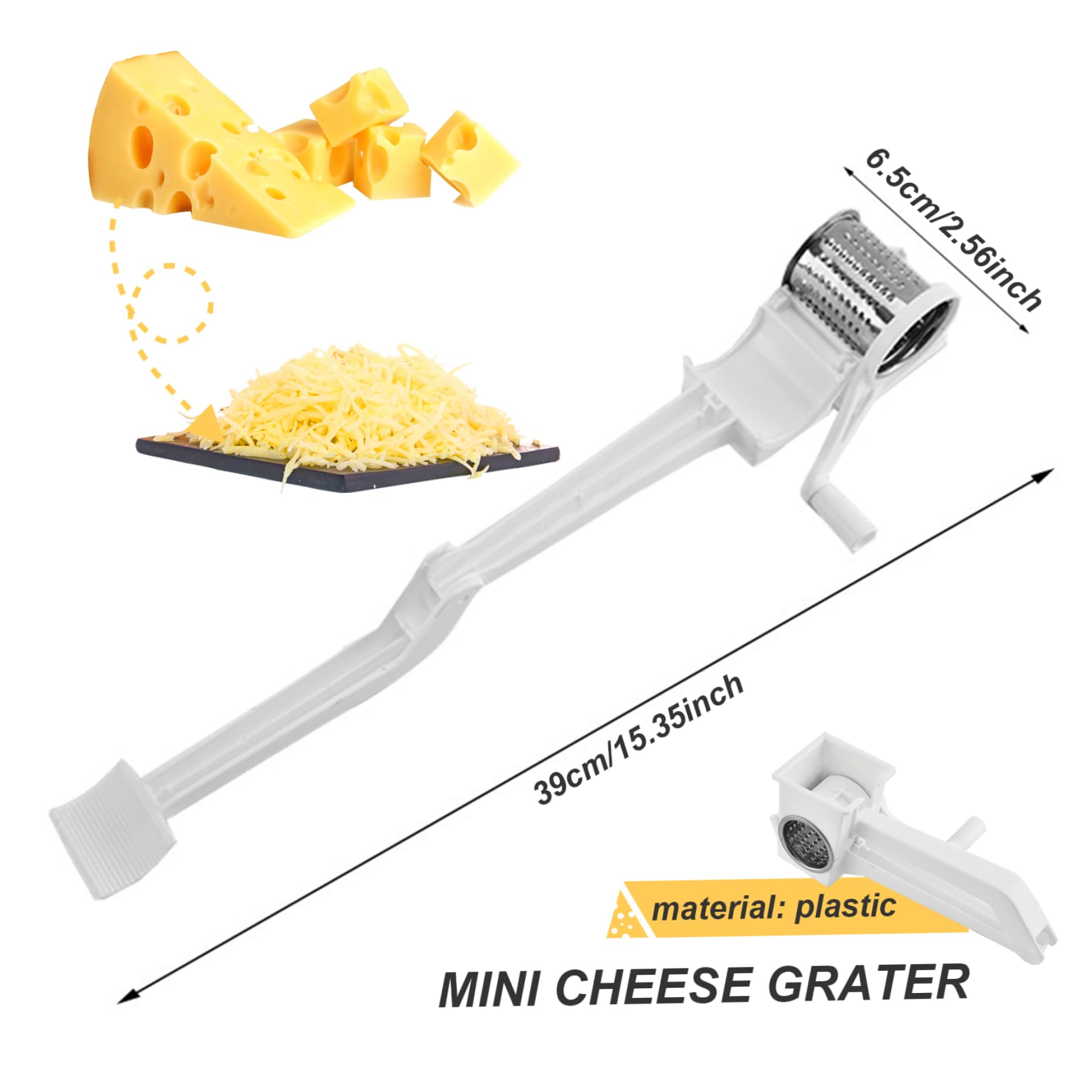Manual Rotary Cheese Grater - Hand Crank Cheese Shredder Tool for Parmesan, Cheddar & Mozzarella | Perfect for Kitchen, Restaurant & Home Cooking | Durable Stainless Steel Cheese Grinder for Pasta, Pizza & Salad Toppings