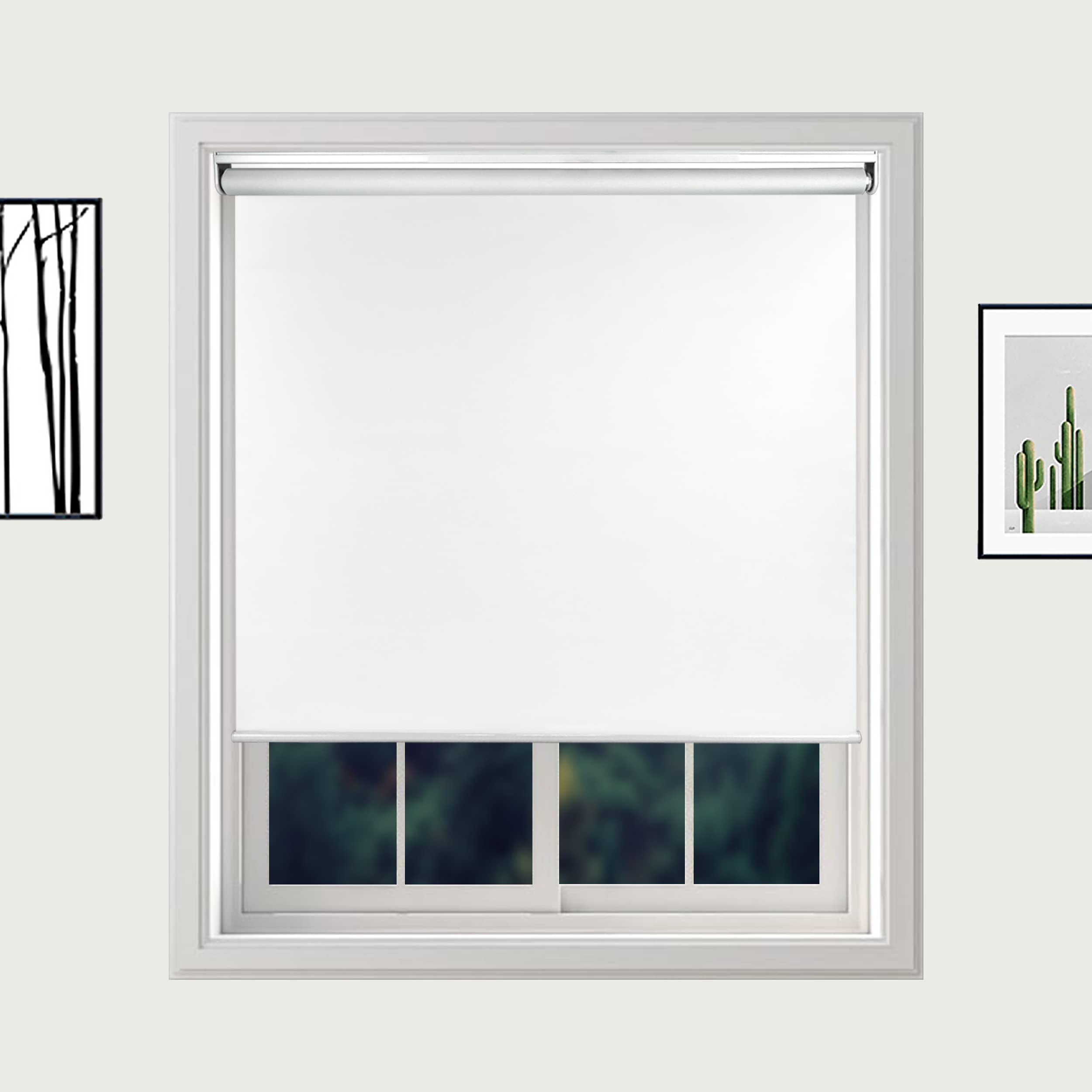 Biltek Cordless Blackout Window Shades - 35 x 72 Inch White Spring Lift Blinds for Home & Office - Perfect for Bedrooms, Nurseries & Home Theater Light Control