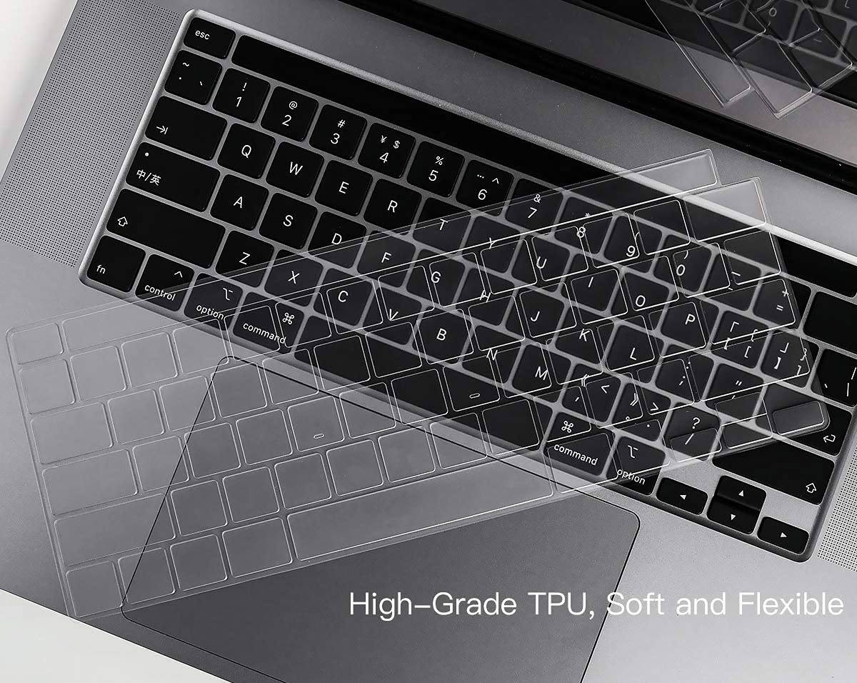 Ultra Thin Keyboard Cover & Trackpad Protector for MacBook Pro 13/16 inch (2020-2021 M1 Models A2338 A2289 A2251 A2141) - Touch Bar & Touch ID Compatible Protective Skin for Work, Travel & Home Office Use