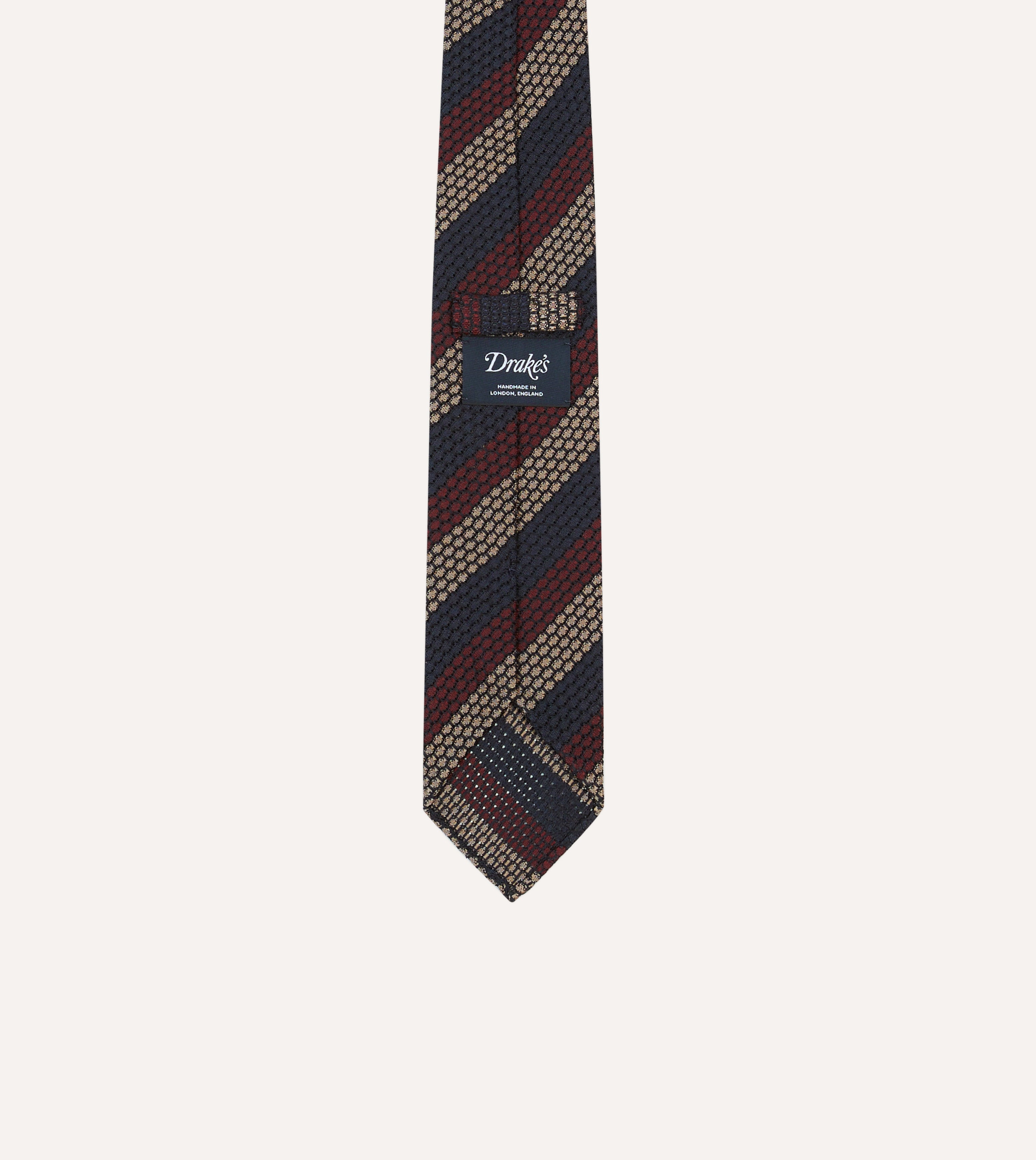Premium Navy, Red & Gold Striped Hand-Rolled Silk Grenadine Necktie for Men - Perfect for Weddings, Business Meetings & Formal Occasions