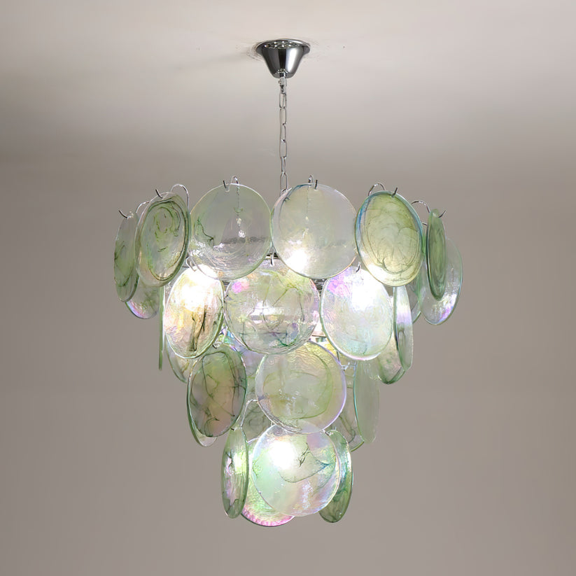 Elegant Camisa Disc Glass Chandelier - Modern Crystal Ceiling Light Fixture for Dining Room, Bedroom, and Living Room Decor