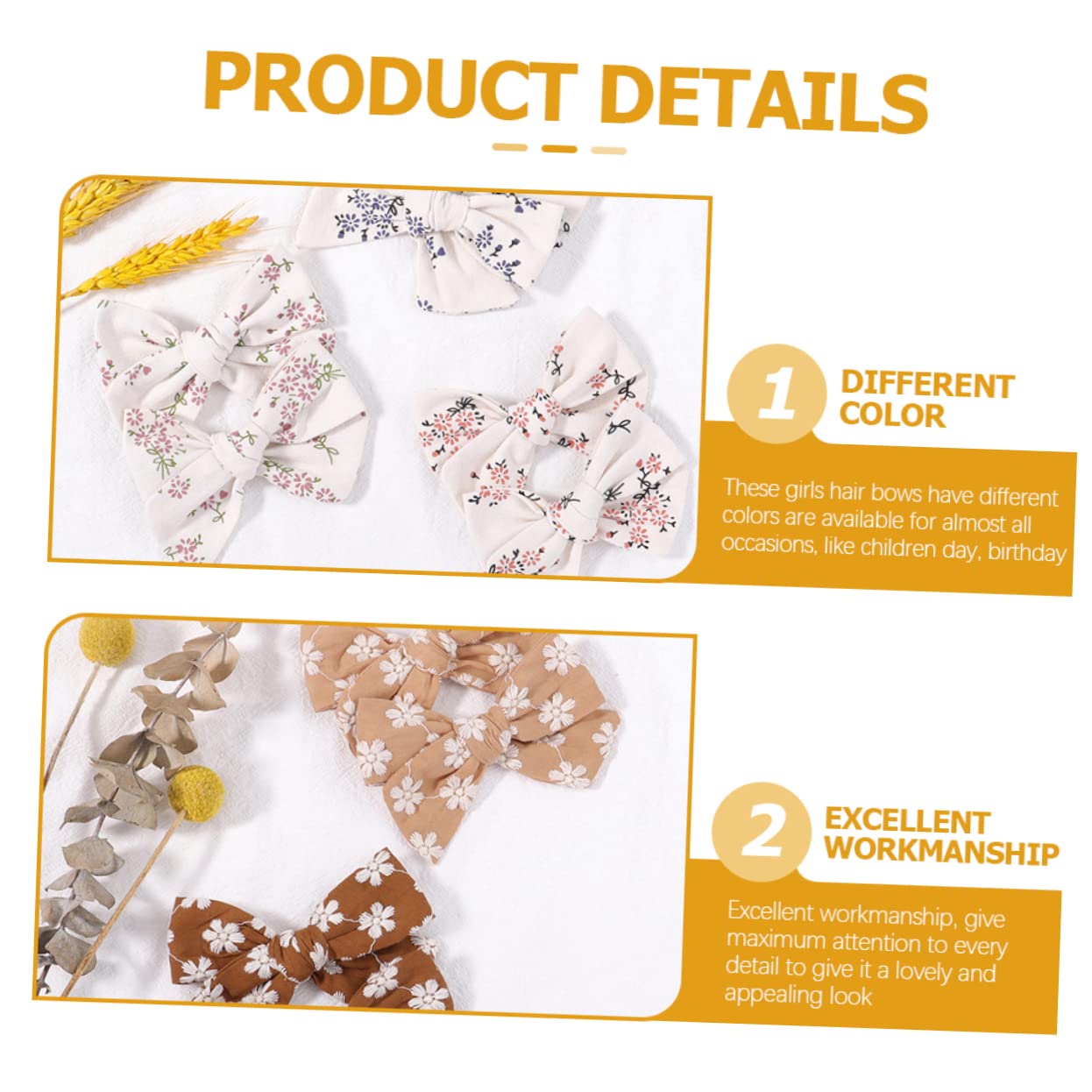 **IWOWHERO 20pcs Girls Hair Bows Set - Floral Print Baby Hair Clips & Hair Ties for Toddlers | Perfect for Parties, School, and Everyday Styling**