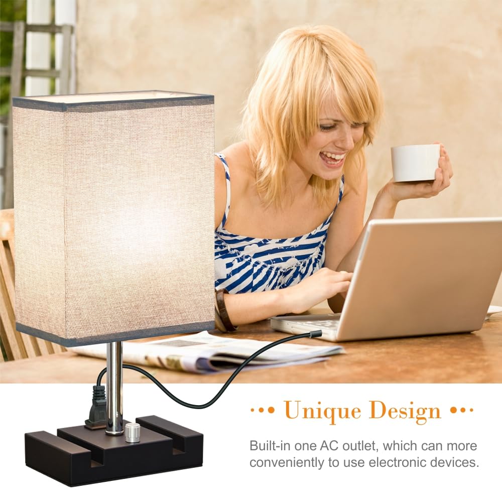 Dimmable LED Table Lamps with USB Charging Ports & Phone Stands - Modern Nightstand & Desk Lamp Set of 2 for Bedroom, Office, Living Room & Study - Perfect for Reading, Working & Phone Charging